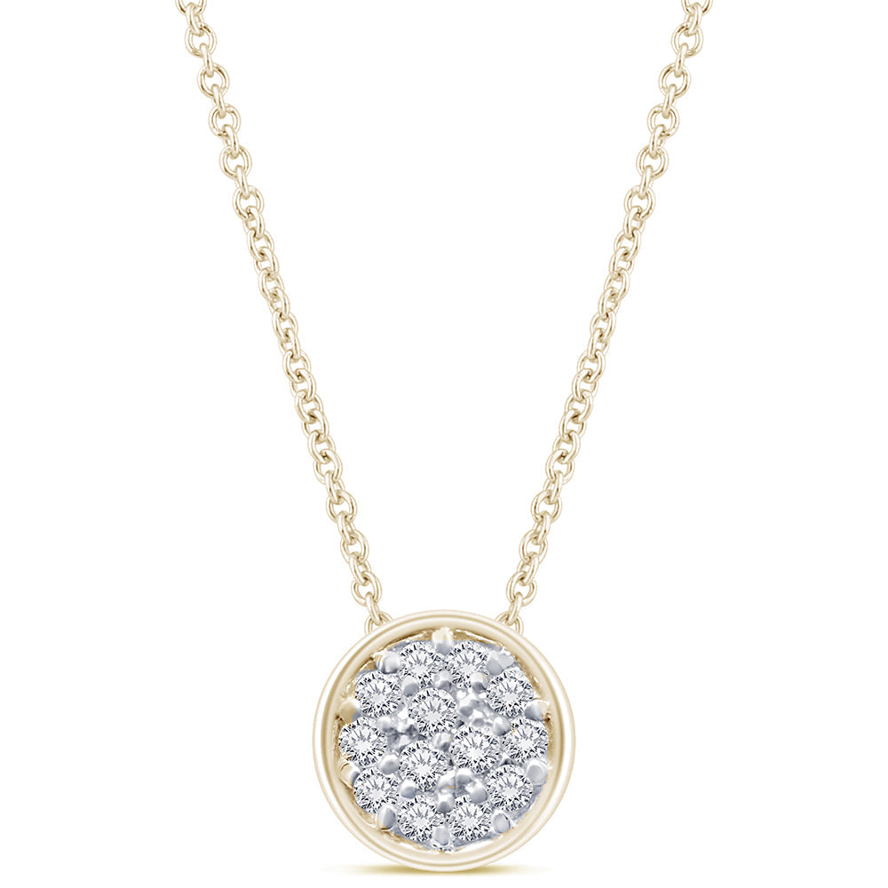 Collar Pendant Drop De Diamante En Oro Amarillo De 14K .07Ct
