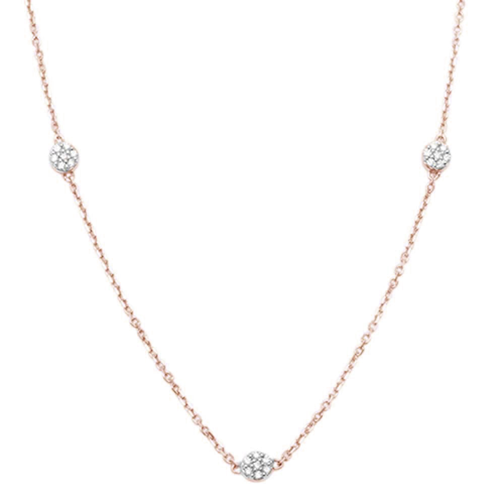 Collar Cadena Station De Diamante En Oro Rosa De 14K .15Ct