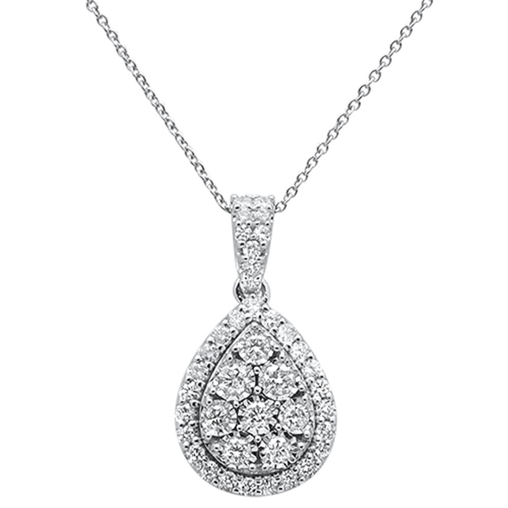 Collar Pendant Drop De Diamante En Oro Blanco De 14K 1.04Ct