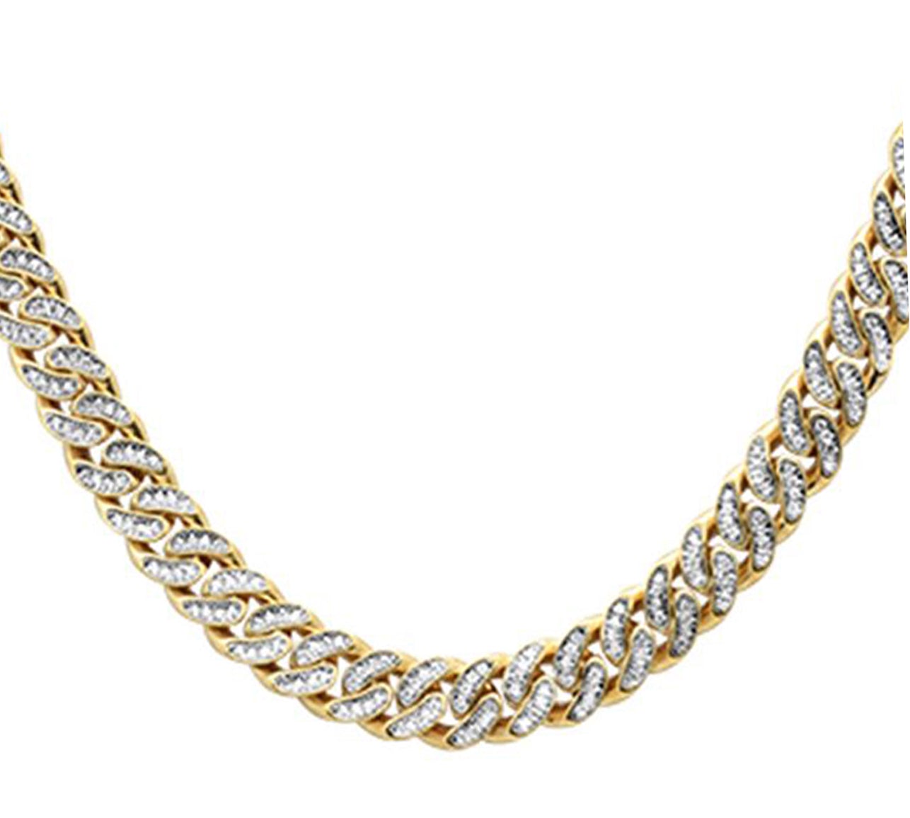 Collar Cubana De Diamante En Oro Amarillo De 14K 1.47Ct
