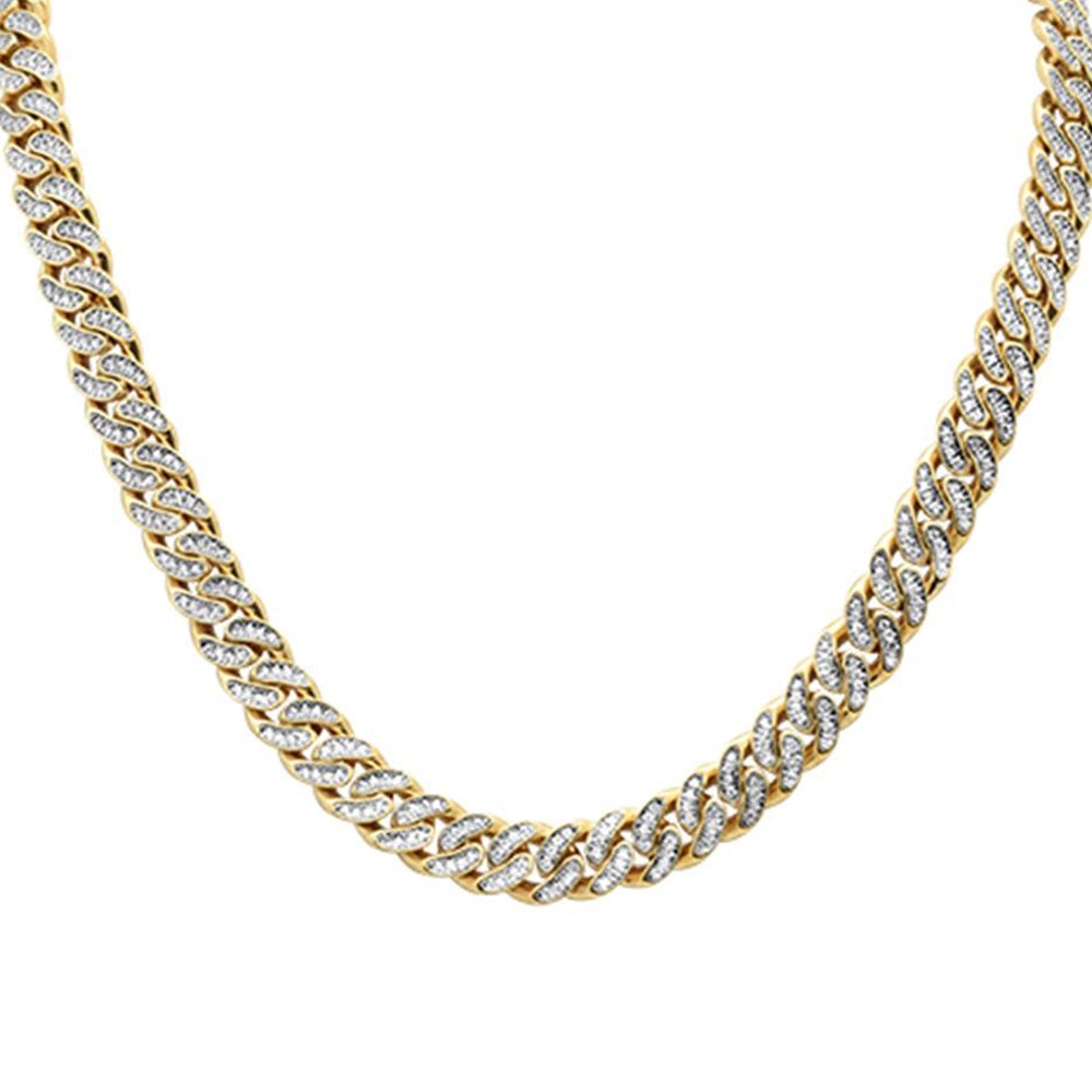 Collar Cubana De Diamante En Oro Amarillo De 14K 1.47Ct