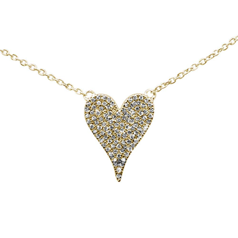 Collar Pendant Drop Corazón De Diamante En Oro Amarillo De 14K .33Ct