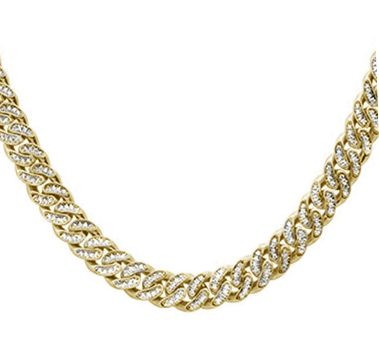 Collar Cubana De Diamante En Oro Amarillo De 14K 1.32Ct