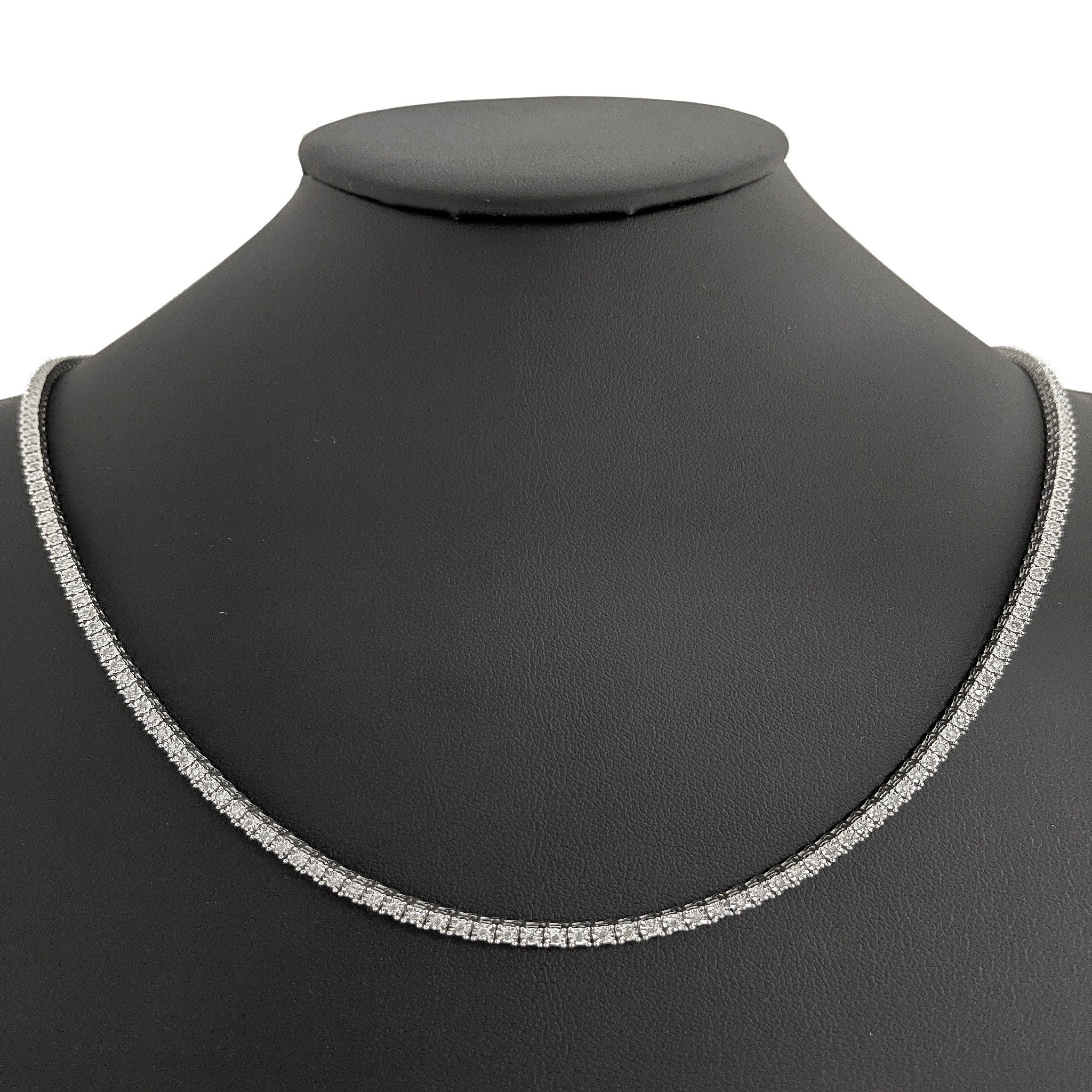 Collar Tennis De Diamante En Oro Blanco De 14K 14.89Ct