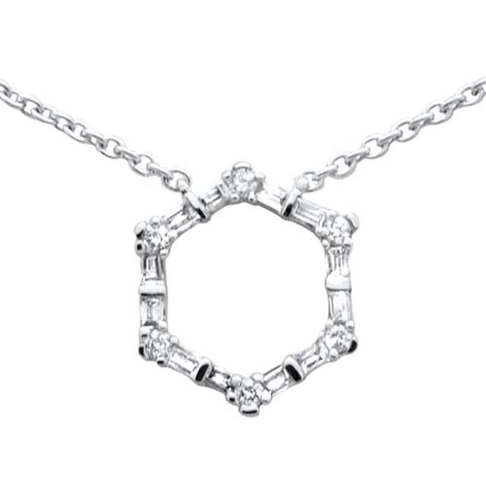Collar Pendant De Diamante En Oro Blanco De 14K .27Ct