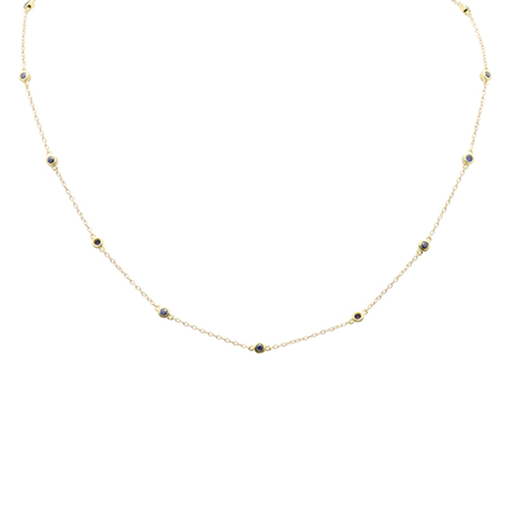 Collar Pendant De Zafiro Azul En Oro Amarillo De 14K .57Ct
