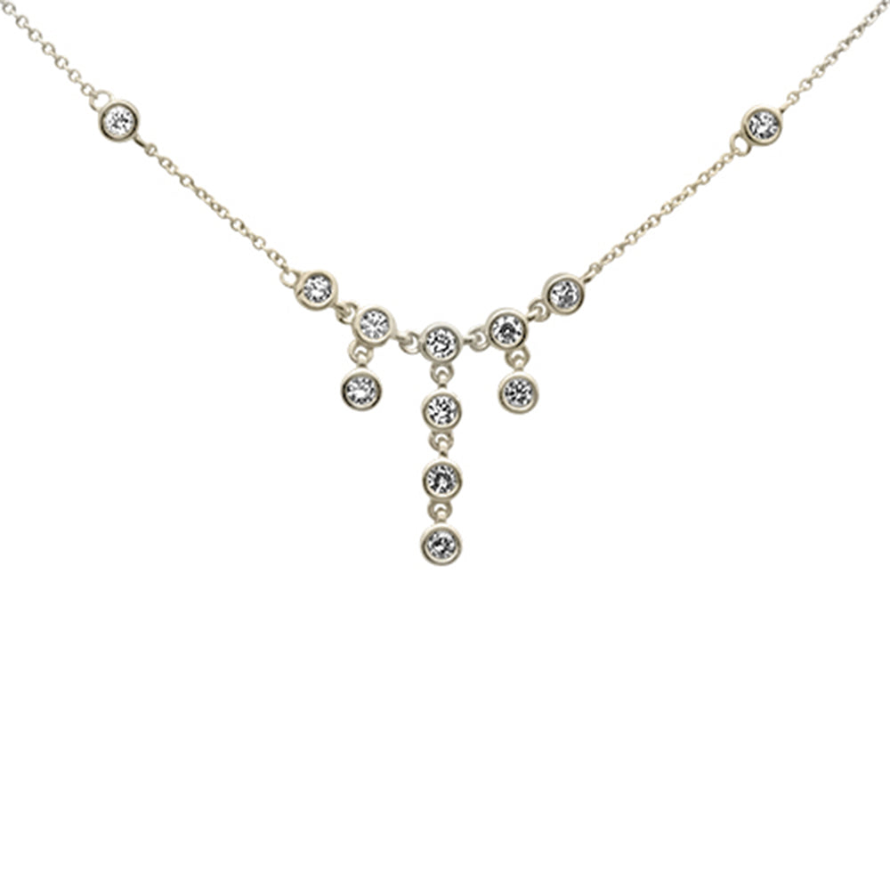 Collar Pendant Drop Dangle De Diamante En Oro Amarillo De 14K .51Ct