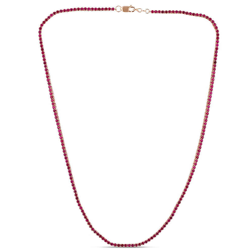 Collar Tennis De Rubí En Oro Rosa De 14K 3.79Ct