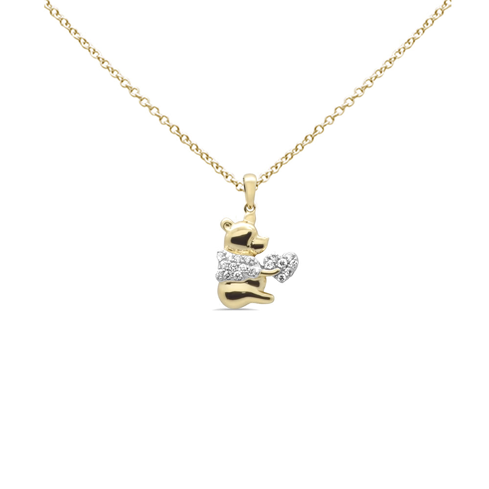 Collar Pendant De Diamante En Oro Amarillo De 14K .17Ct