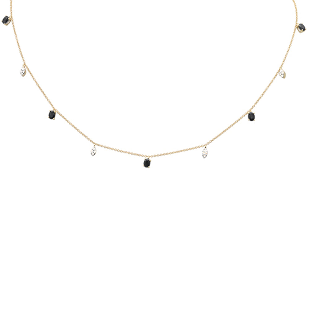 Collar con colgante de zafiro azul y diamantes en oro amarillo de 14K, 1.21CT.