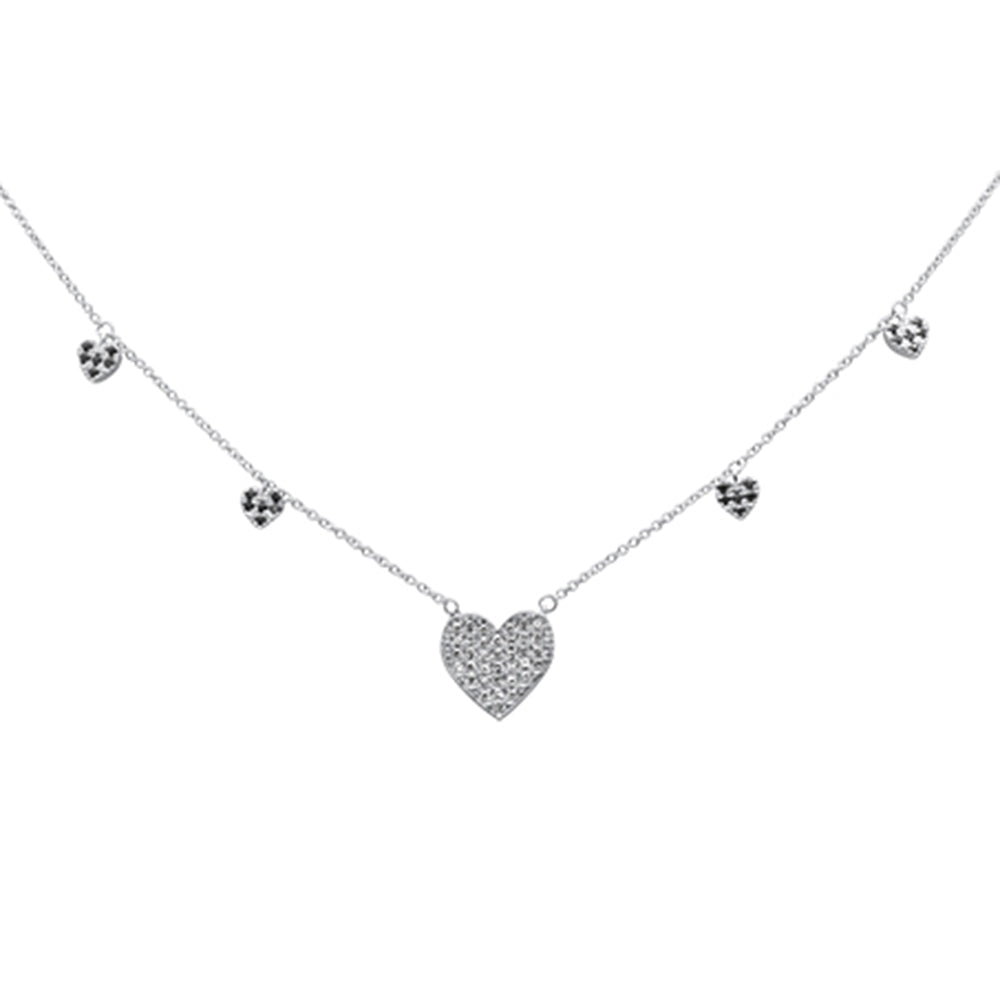 Collar con colgante de zafiro azul y diamantes en oro blanco de 14K, 0.44CT.