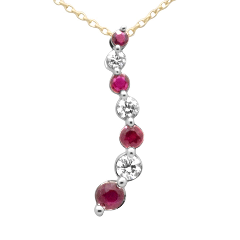 Diamond &amp; Ruby Necklace in 14K Yellow Gold 0.59 CT