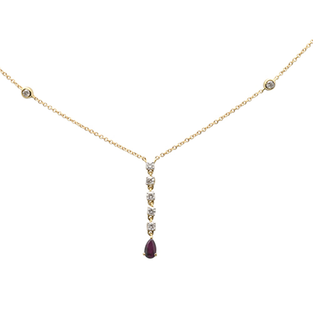 Diamond &amp; Ruby Necklace in 14K Yellow Gold .49 CT