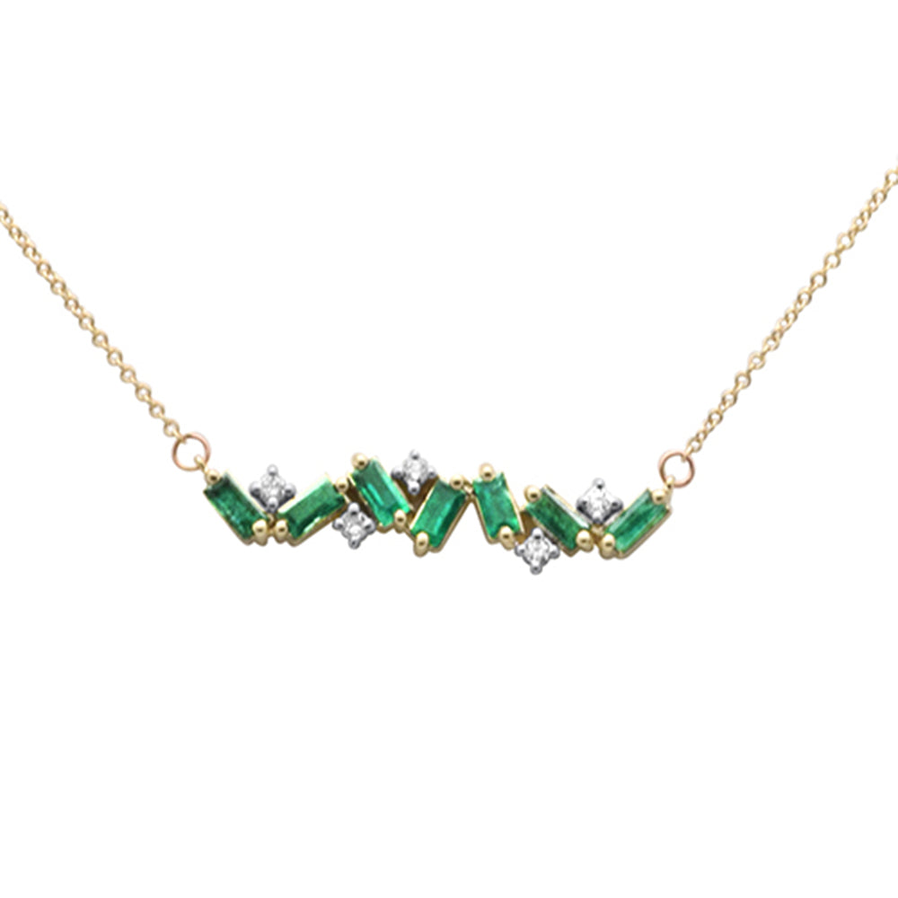 Diamond &amp; Emerald Necklace in 14K Yellow Gold 0.9 CT