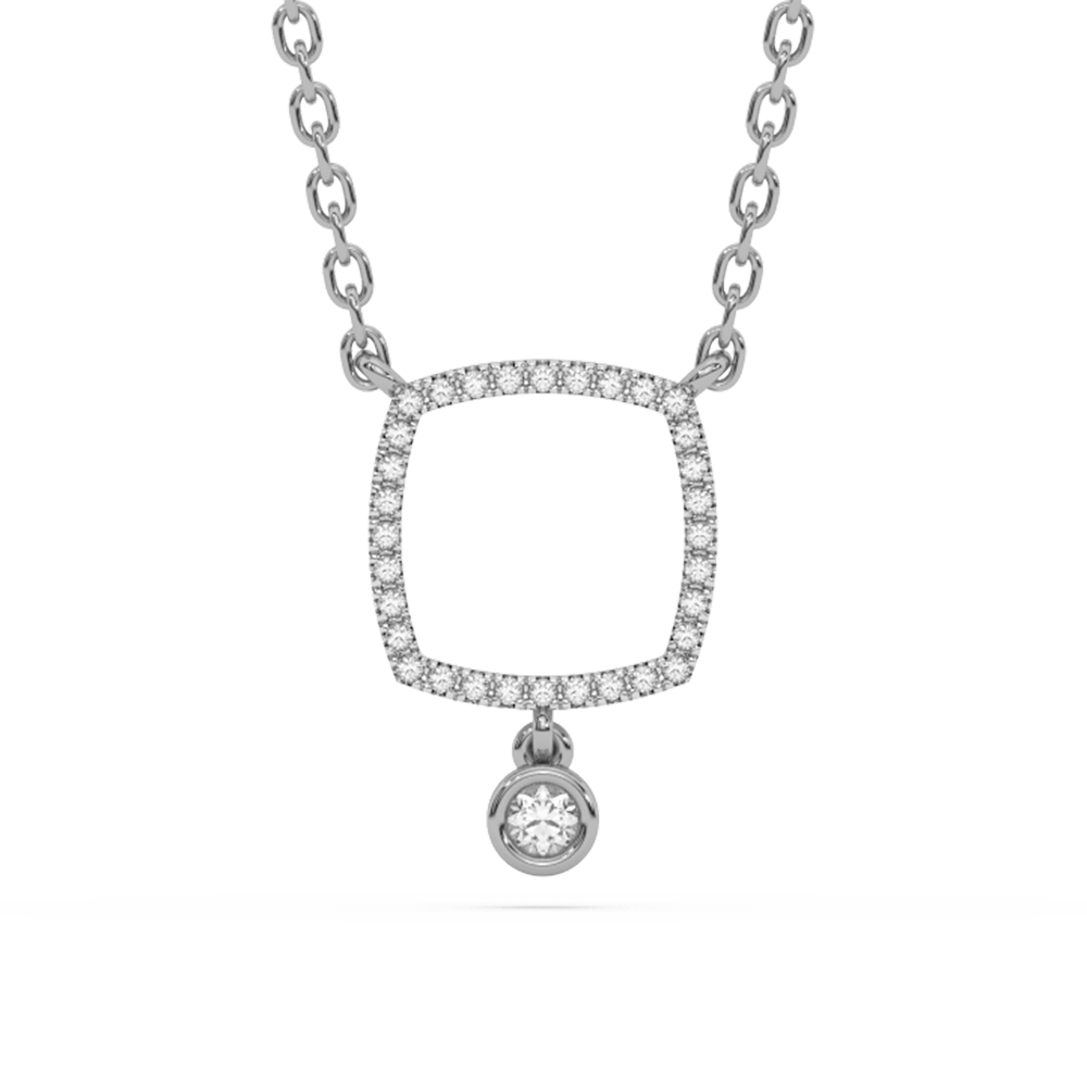Collar Pendant De Diamante En Oro Blanco De 14K .09Ct