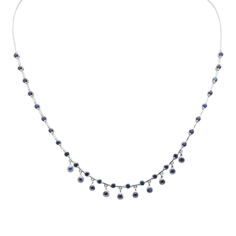 Collar De Zafiro Azul En Oro Blanco De 14K 2.67Ct