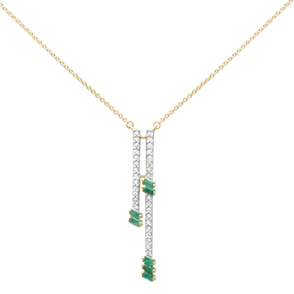 Diamond &amp; Emerald Necklace in 14K Yellow Gold 0.57 CT