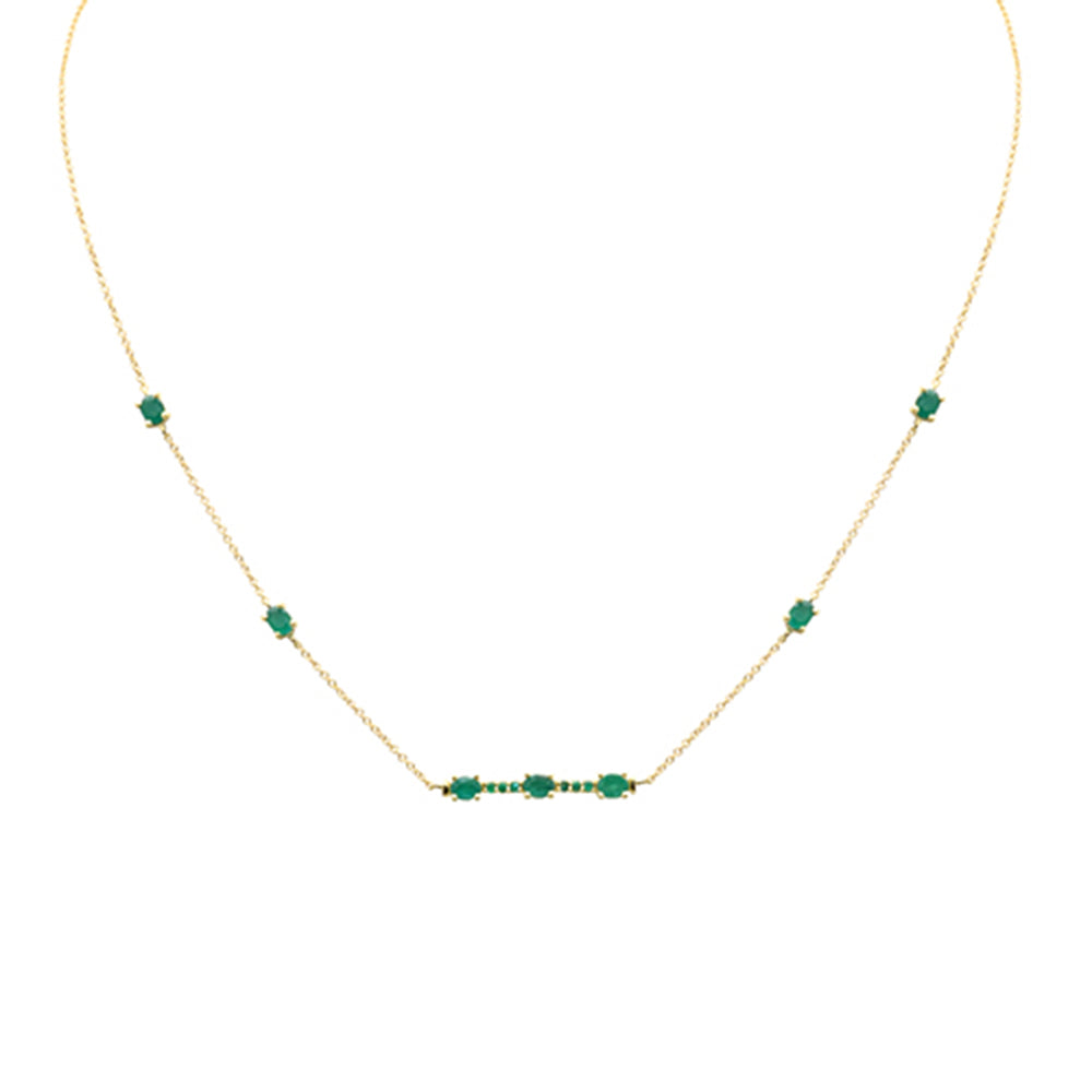 14K Yellow Gold Emerald Necklace 1.02 CT