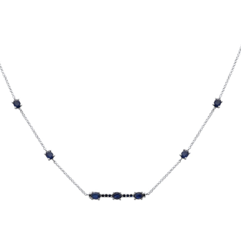 Collar con colgante de zafiro azul en oro blanco de 14K, 1.46CT.