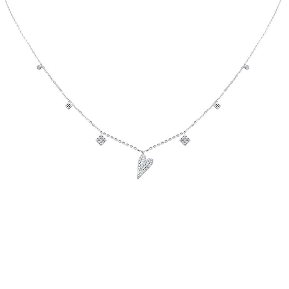 Collar Pendant Corazón De Diamante En Oro Blanco De 14K .26Ct