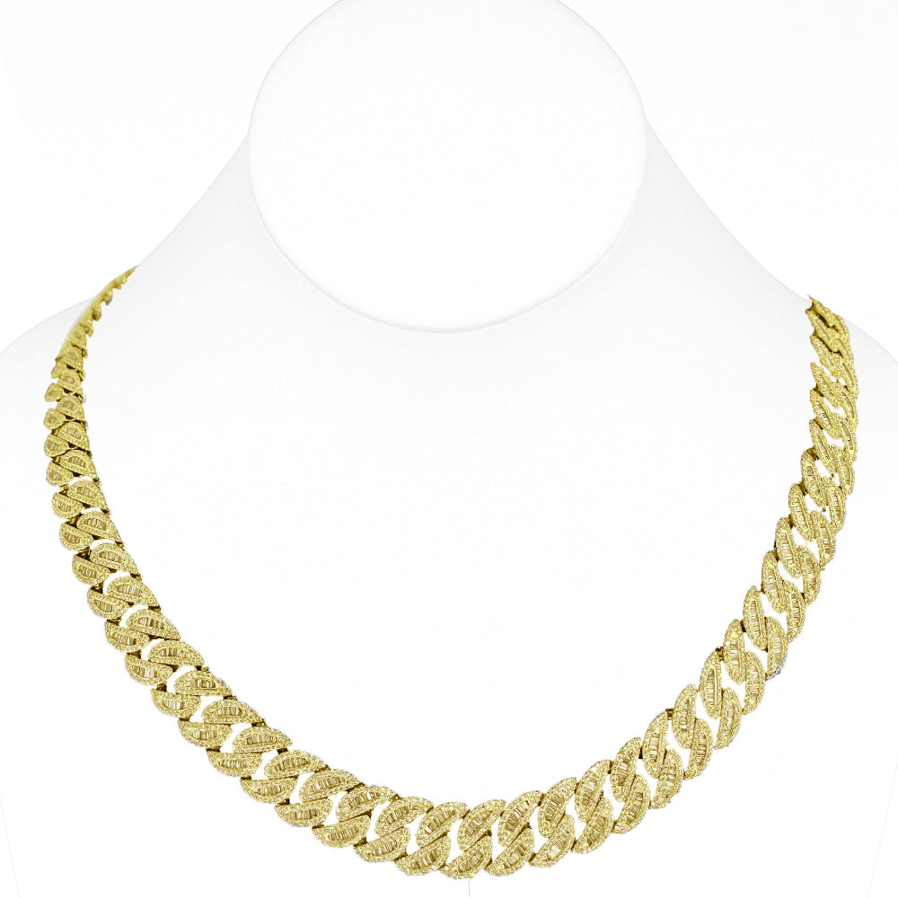 Collar Cubana De Diamante En Oro Amarillo De 14K 1.98Ct