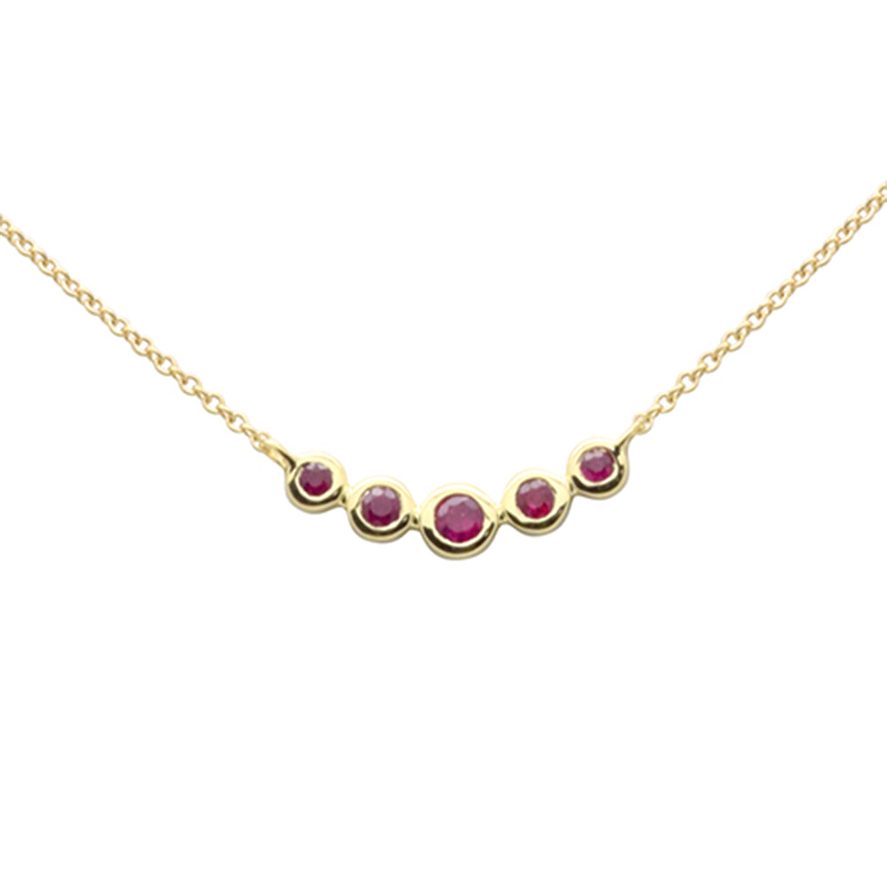 Ruby Necklace in 14K Yellow Gold 0.19 CT