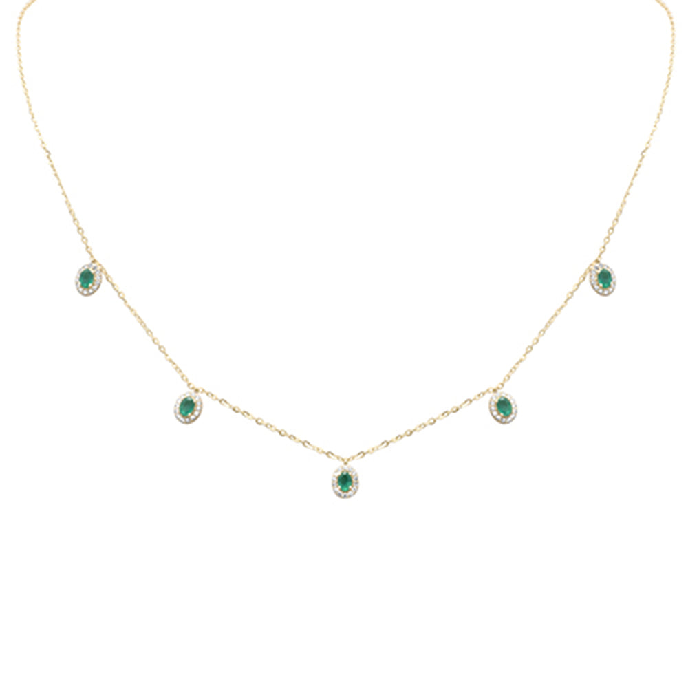 Diamond &amp; Emerald Necklace in 14K Yellow Gold 0.77 CT
