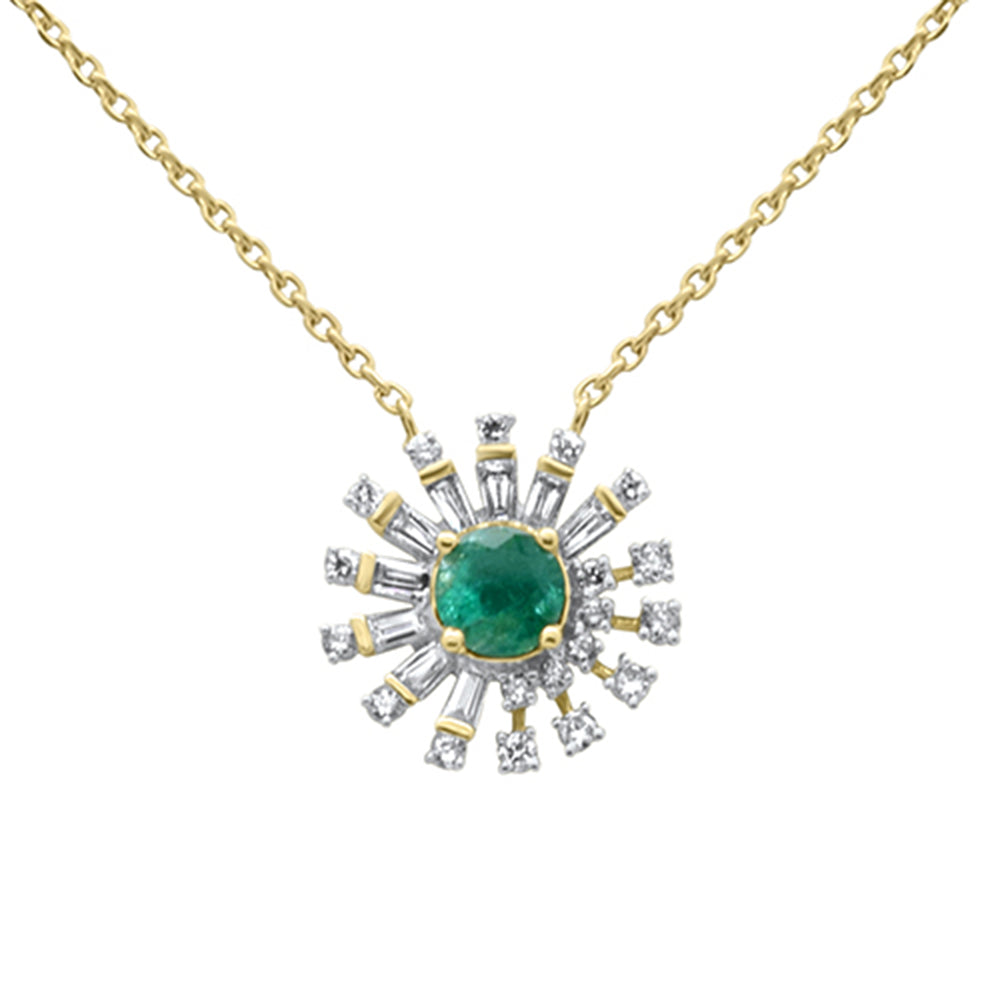 Diamond &amp; Emerald Necklace in 14K Yellow Gold 0.86 CT