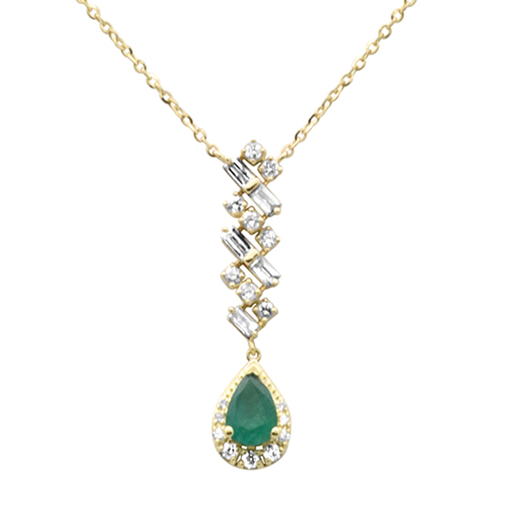 Diamond &amp; Emerald Necklace in 14K Yellow Gold 0.69 CT