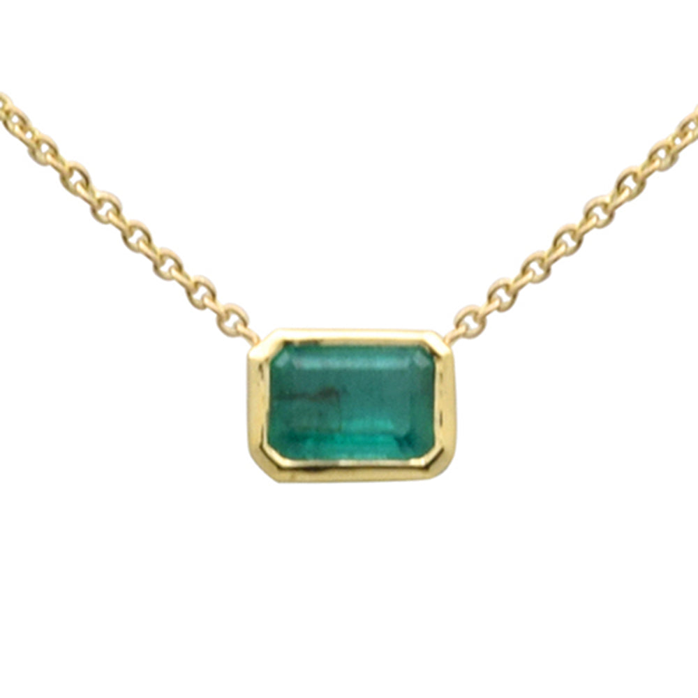 14K Yellow Gold Emerald Necklace 0.8 CT