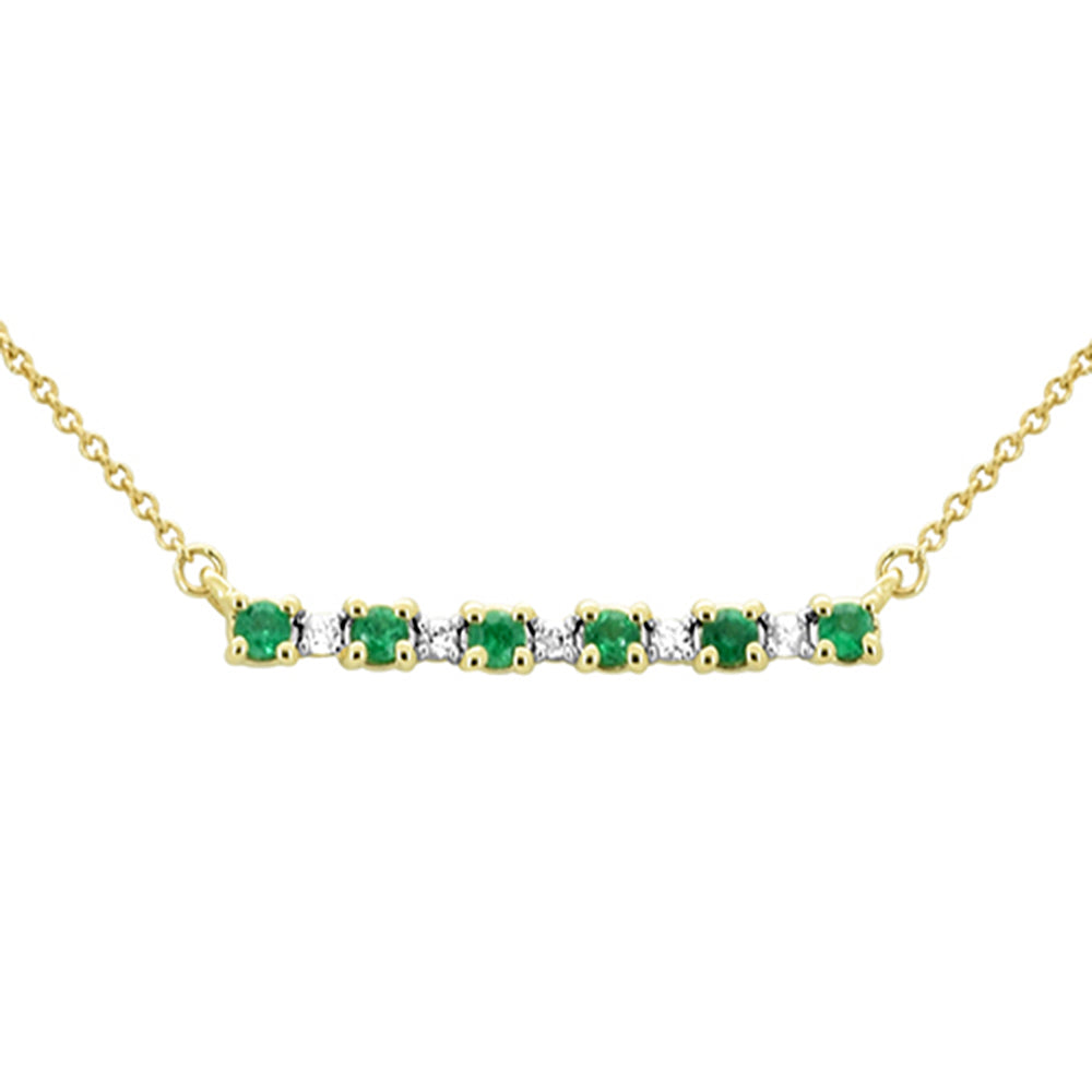 Diamond &amp; Emerald Necklace in 14K Yellow Gold 0.26 CT