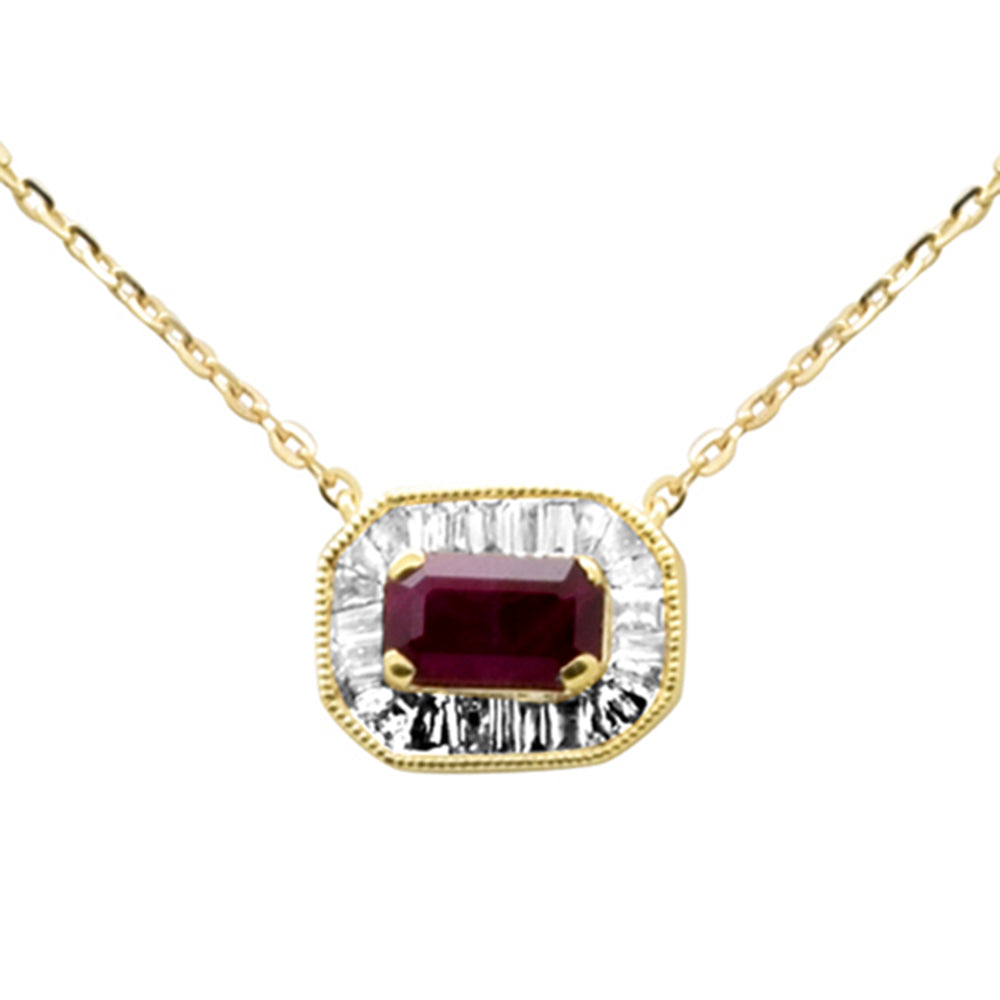 Diamond &amp; Ruby Necklace in 14K Yellow Gold 0.53 CT