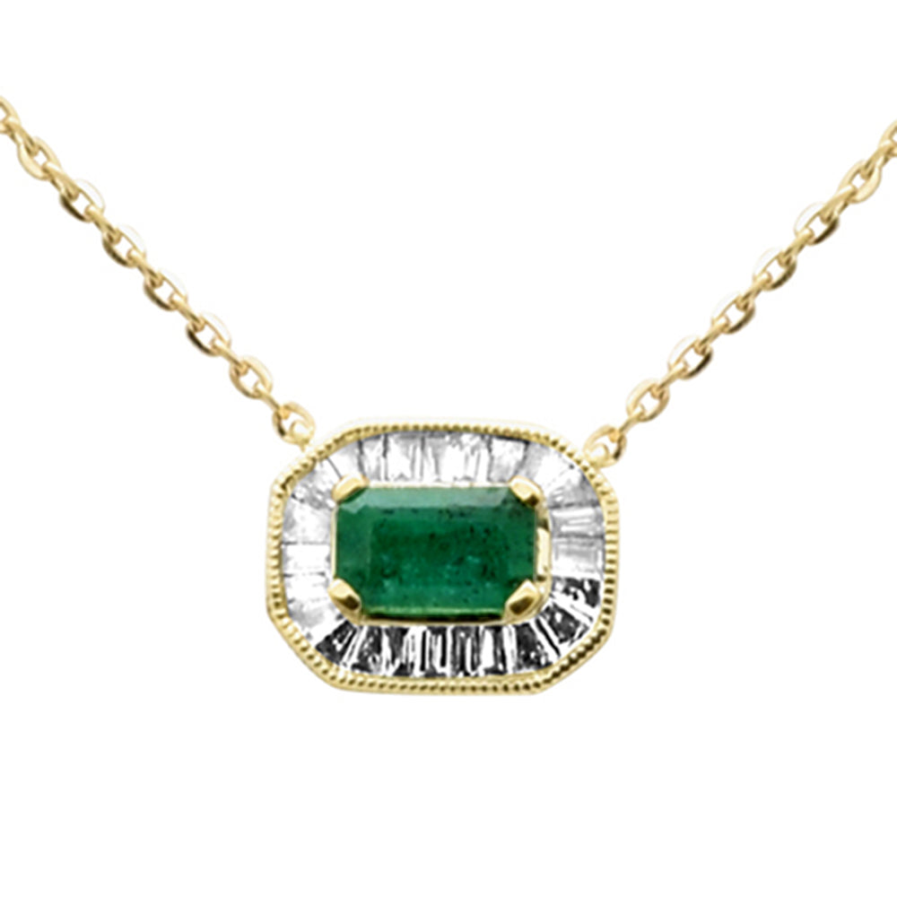 Diamond &amp; Emerald Necklace in 14K Yellow Gold 0.52 CT