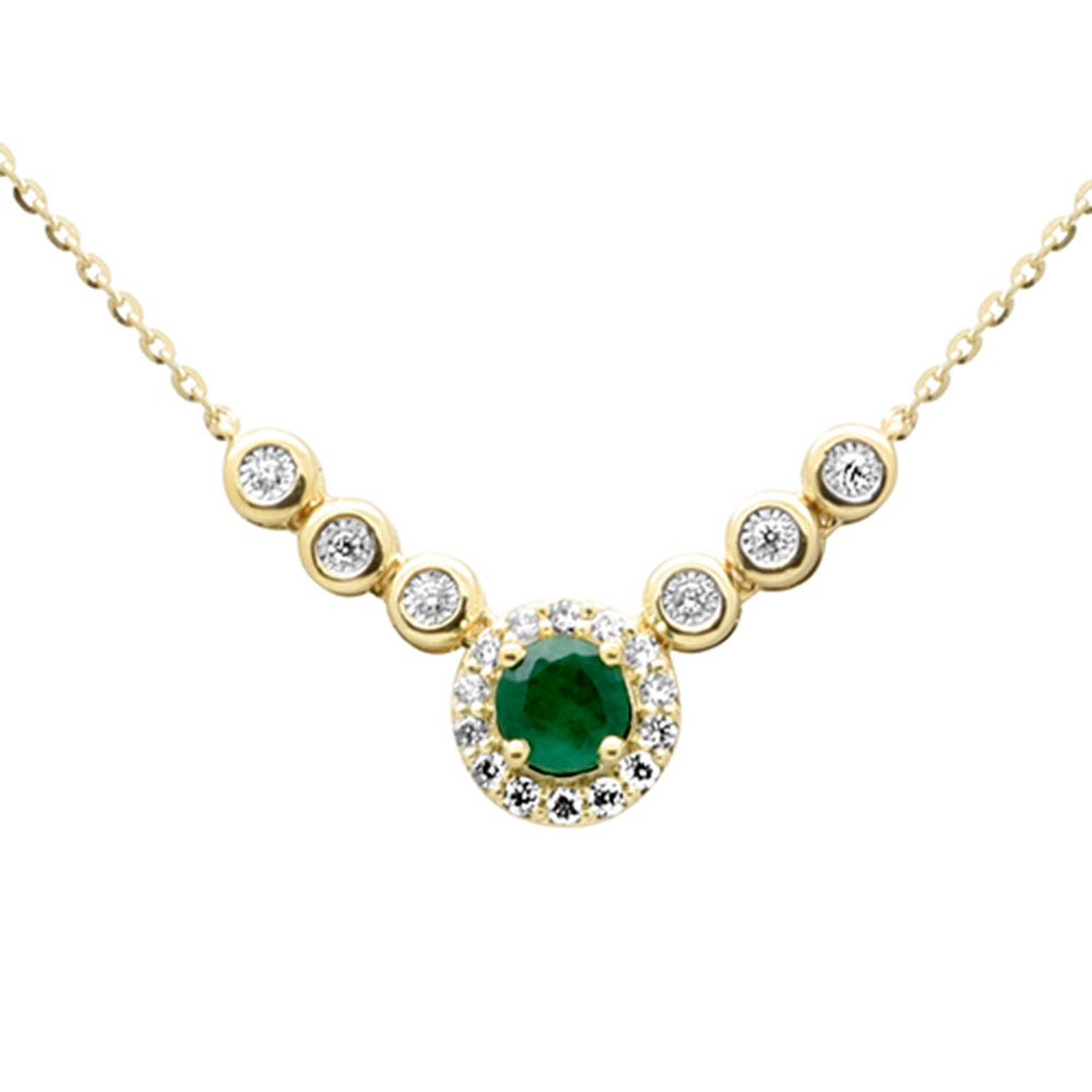 Diamond &amp; Emerald Necklace in 14K Yellow Gold 0.48 CT