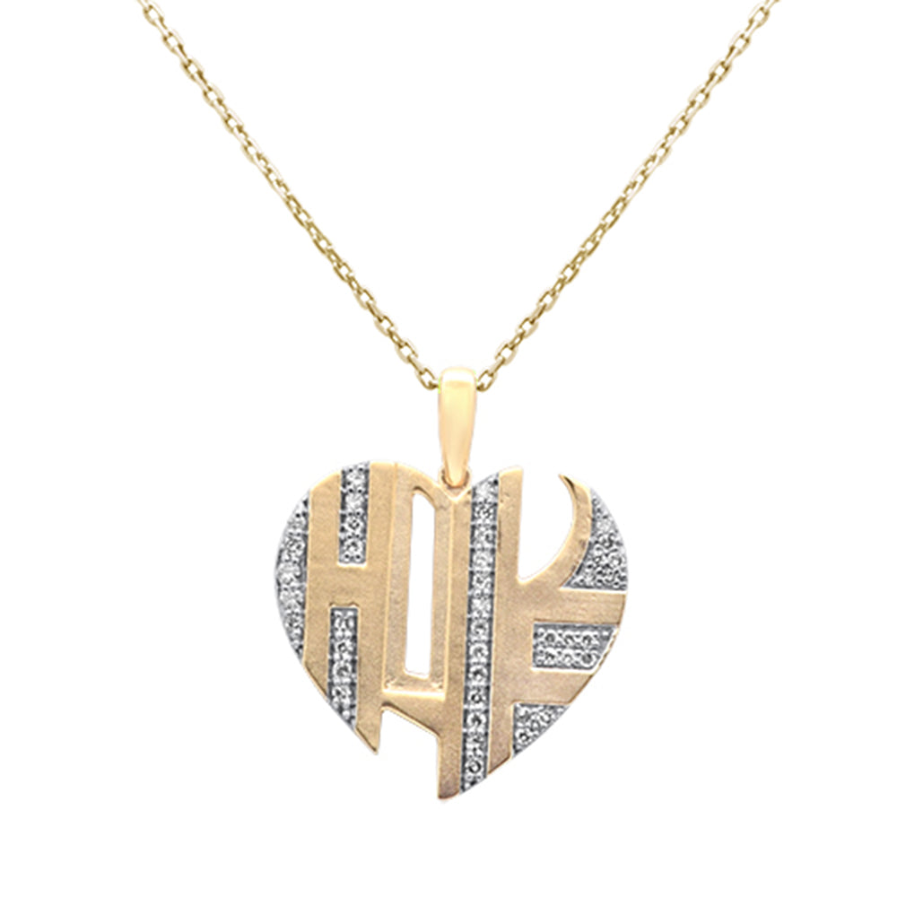 Collar Cadena Pendant Corazón De Diamante En Oro Amarillo De 14K .24Ct