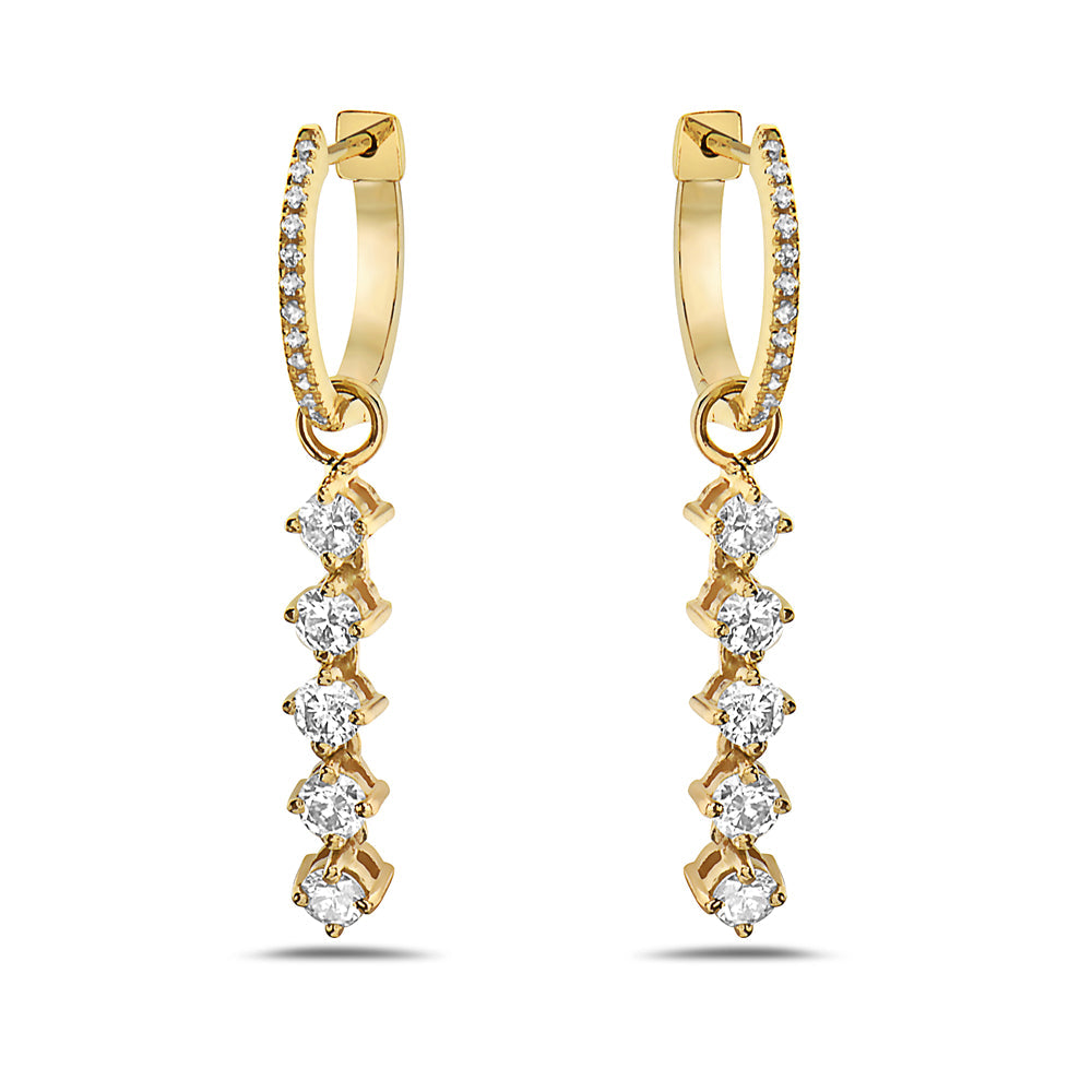 Aretes En Oro Amarillo De 14K Con Diamante 1.03 Ct