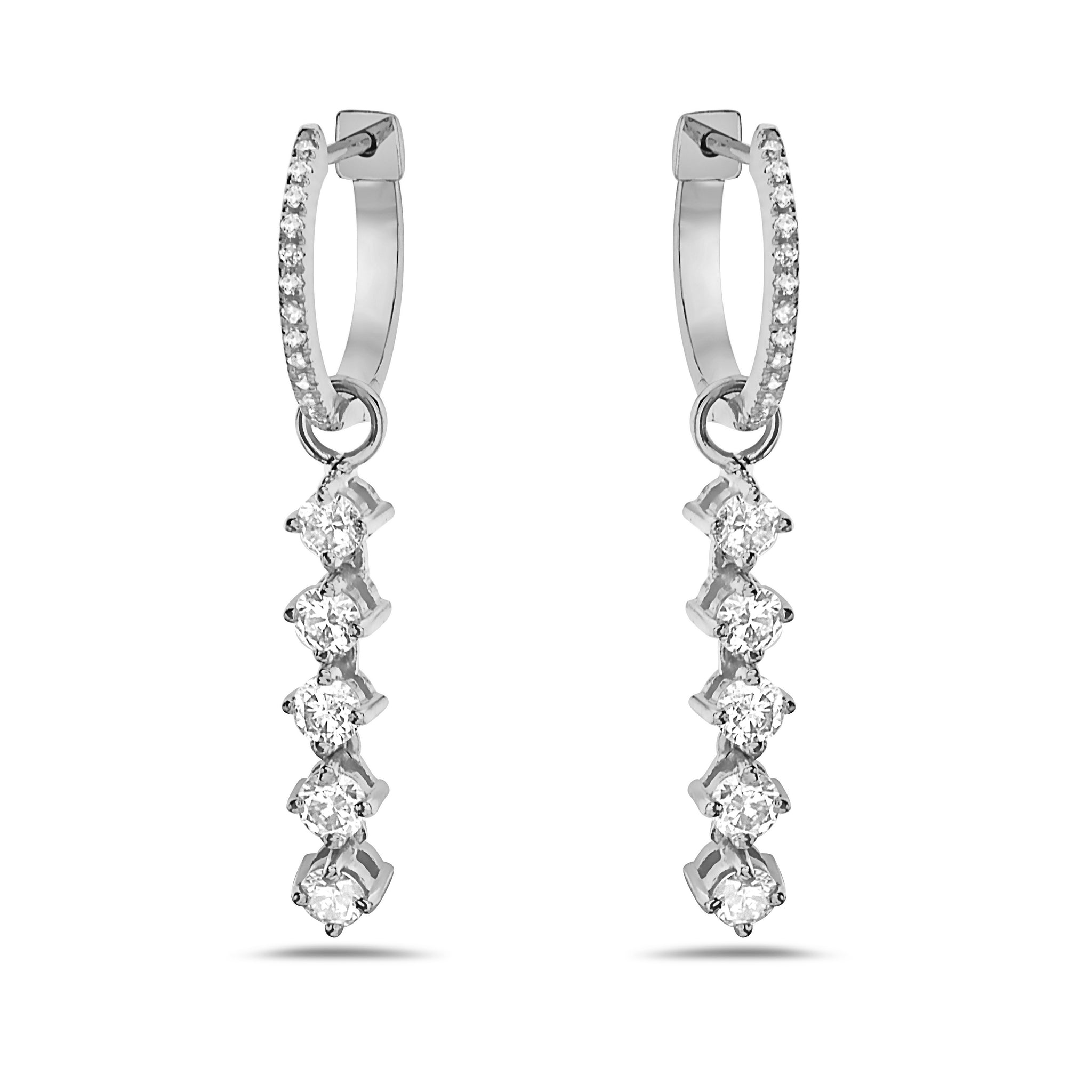 Aretes En Oro Blanco De 14K Con Diamante 1.03 Ct