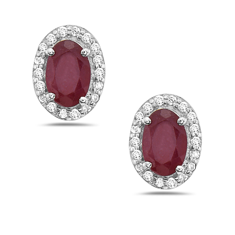 Aretes En Oro Amarillo De 14K Con Diamante Y Rubí 1.39 Ct