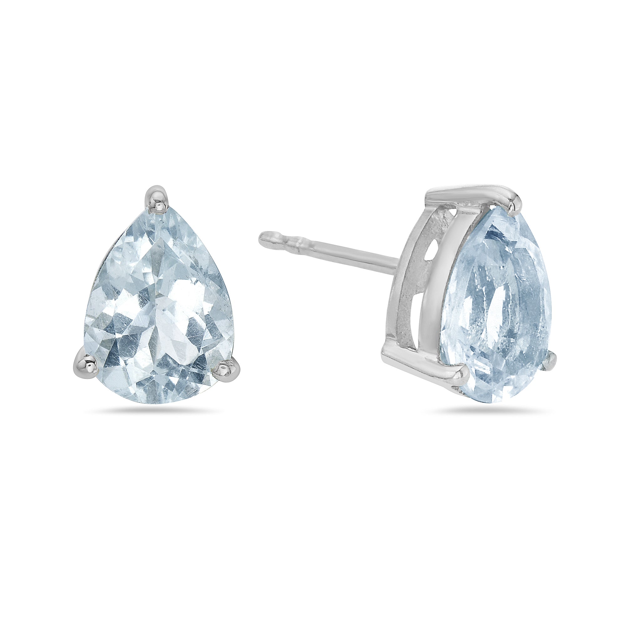 Aretes En Oro Blanco De 14K Con Aguamarina 1.83 Ct