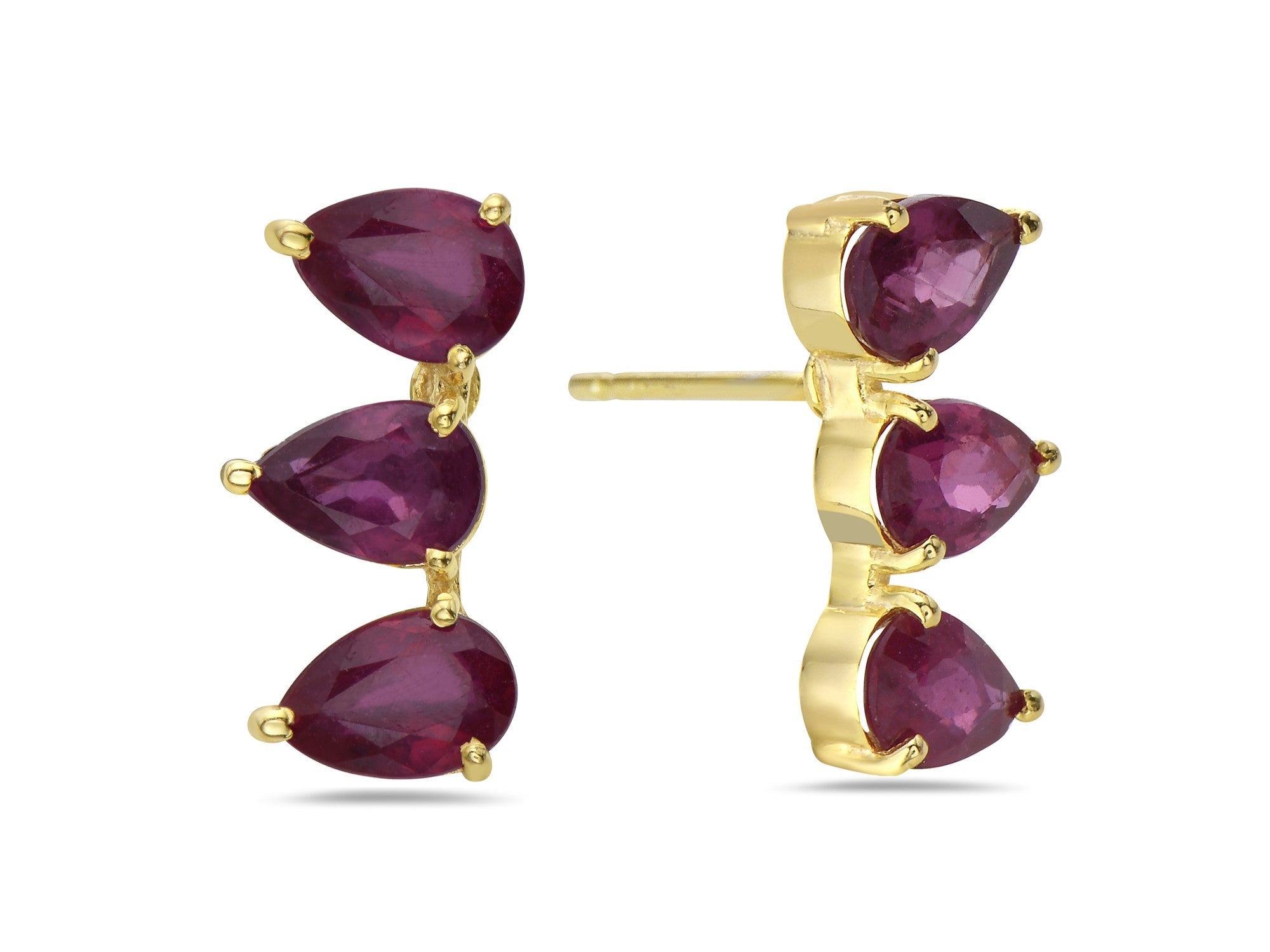 Aretes En Oro Amarillo De 14K Con Rubí 3.4 Ct