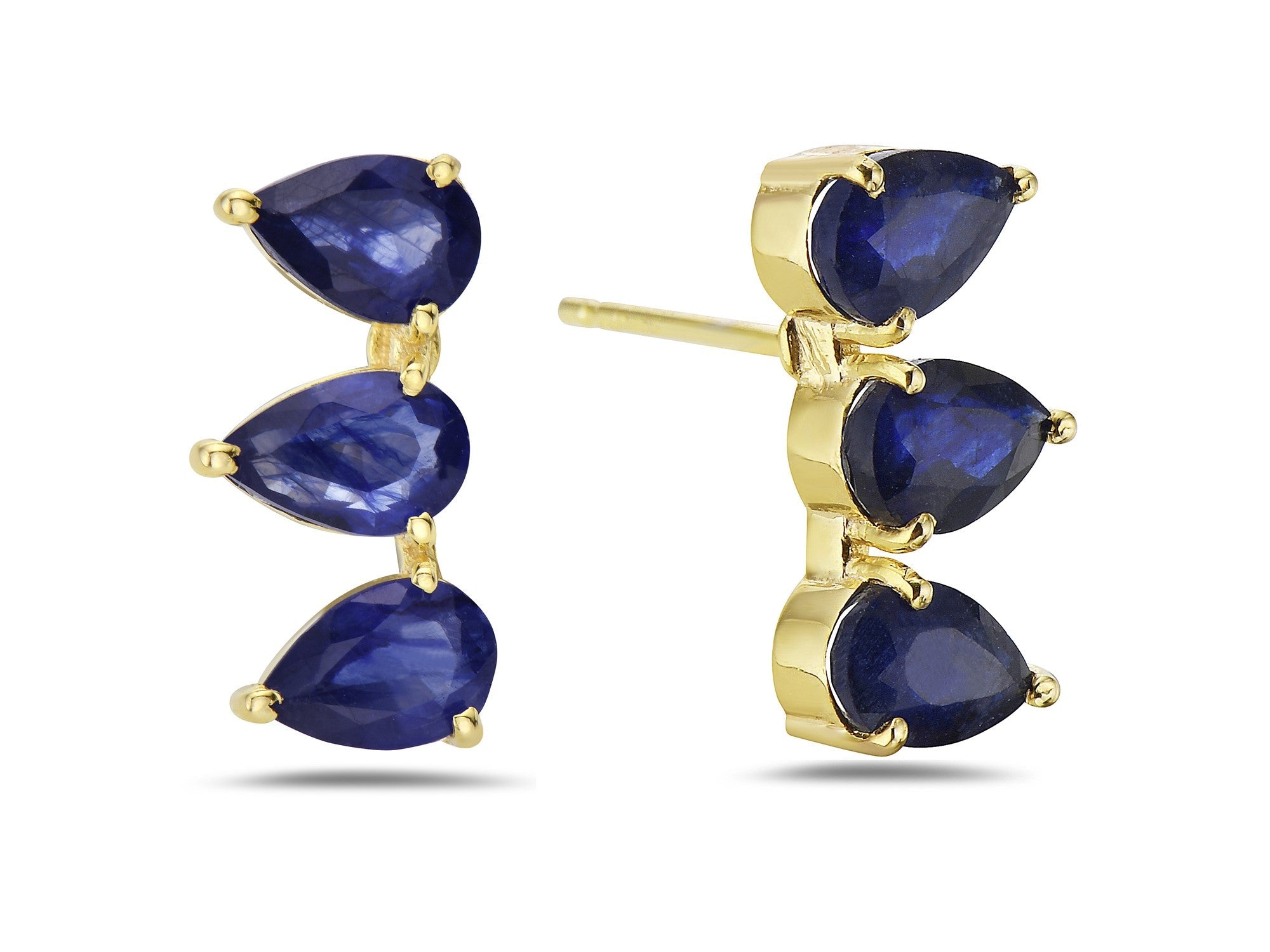 Aretes En Oro Amarillo De 14K Con Zafiro 3.4 Ct