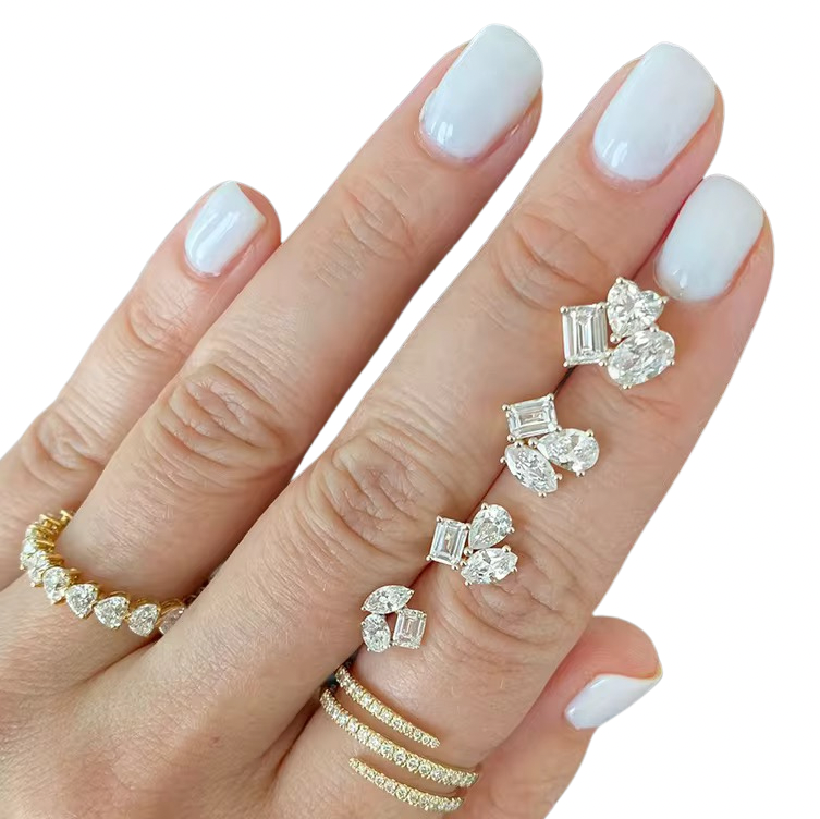 Aretes Trío de Diamantes (.75 ct) en Oro Blanco de 14k