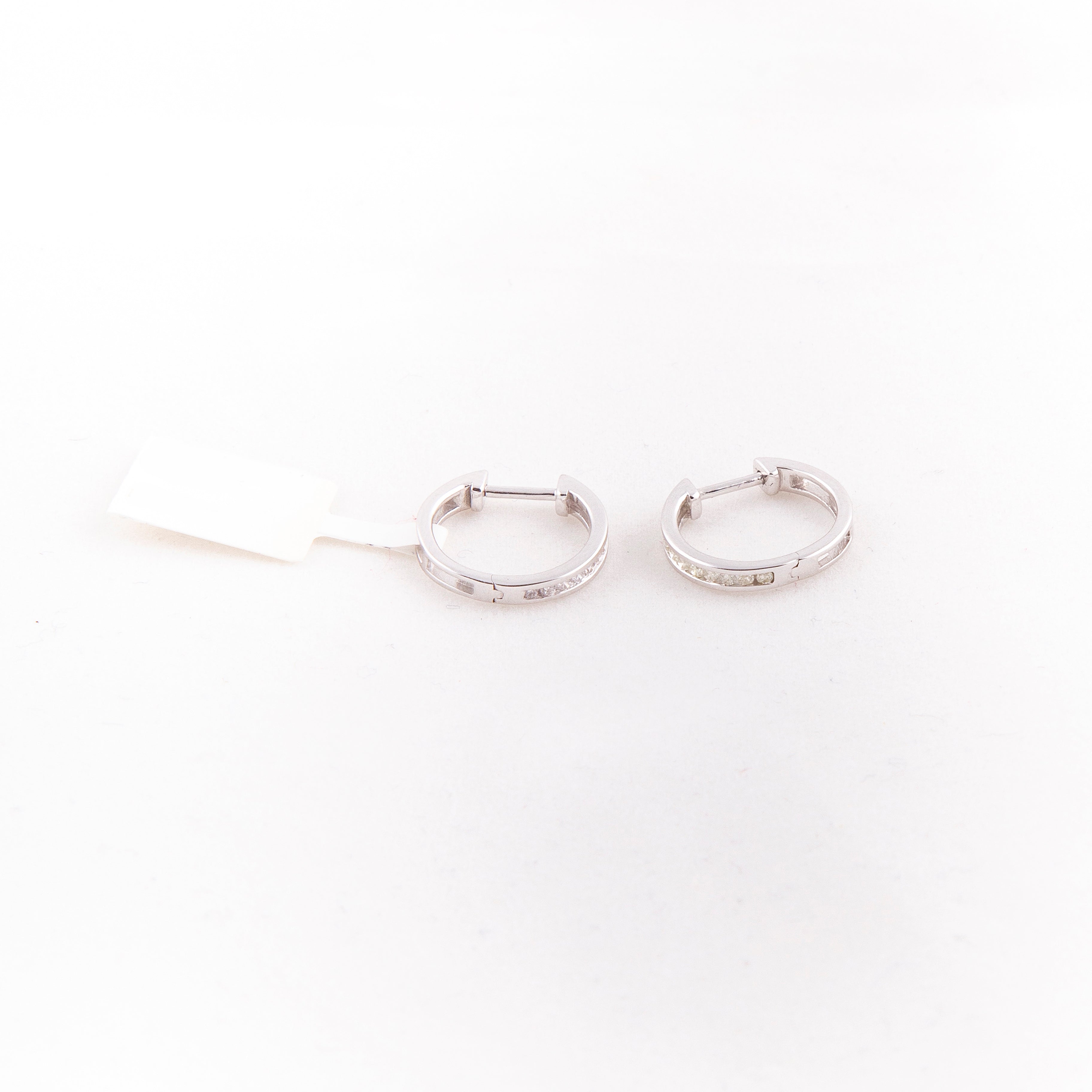 Aretes Hoops / Arracadas Diamante Oro Blanco 14K 0.25 ct.