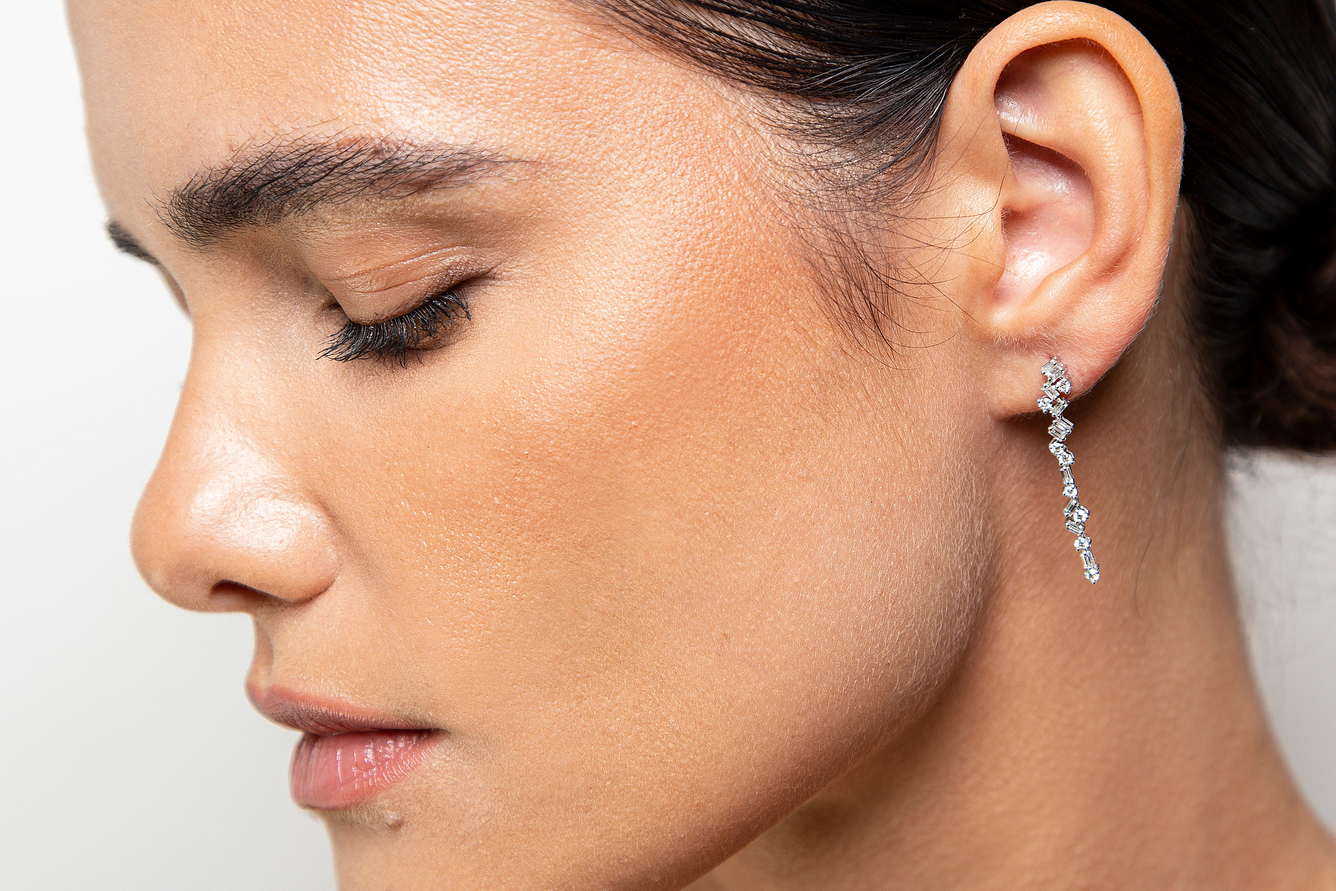 Aretes Largos / Colgantes Diamante Oro Blanco 14K 0.86 ct.