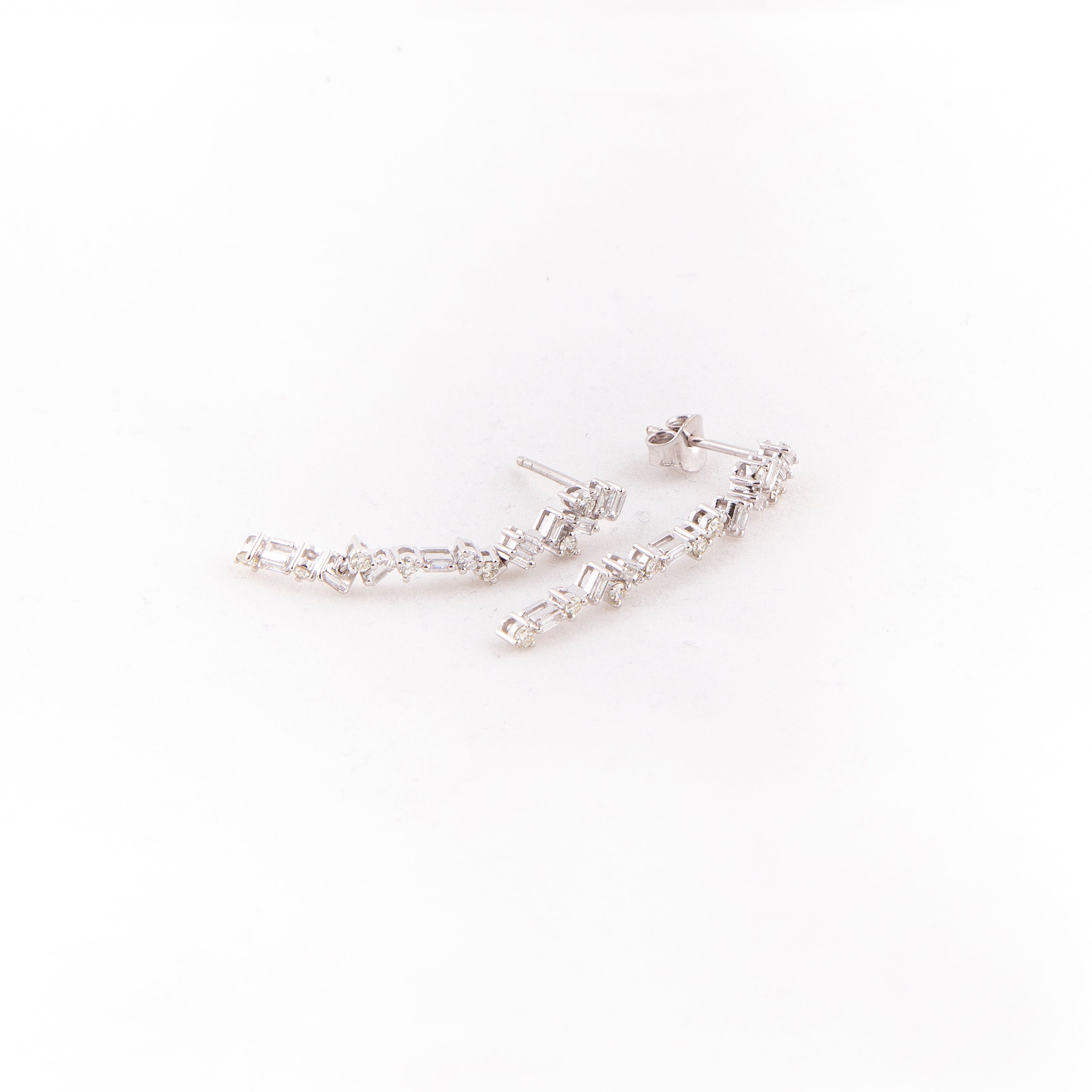 Aretes Largos / Colgantes Diamante Oro Blanco 14K 0.86 ct.