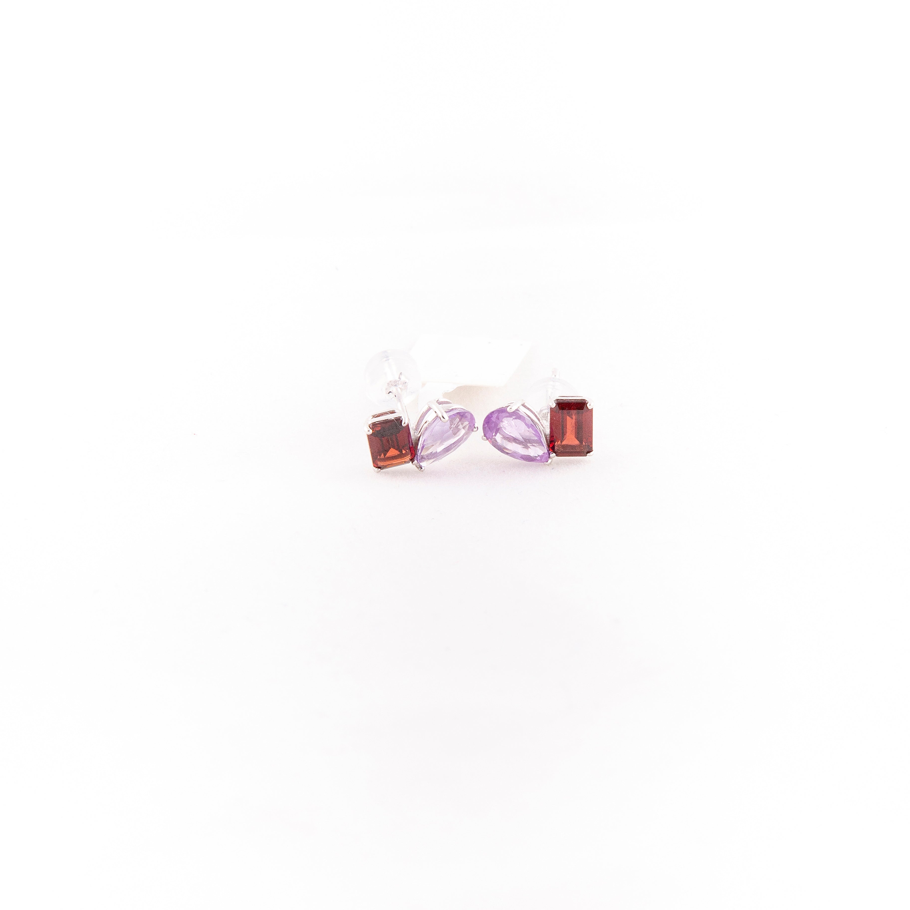 Aretes De Garnet & Amatista