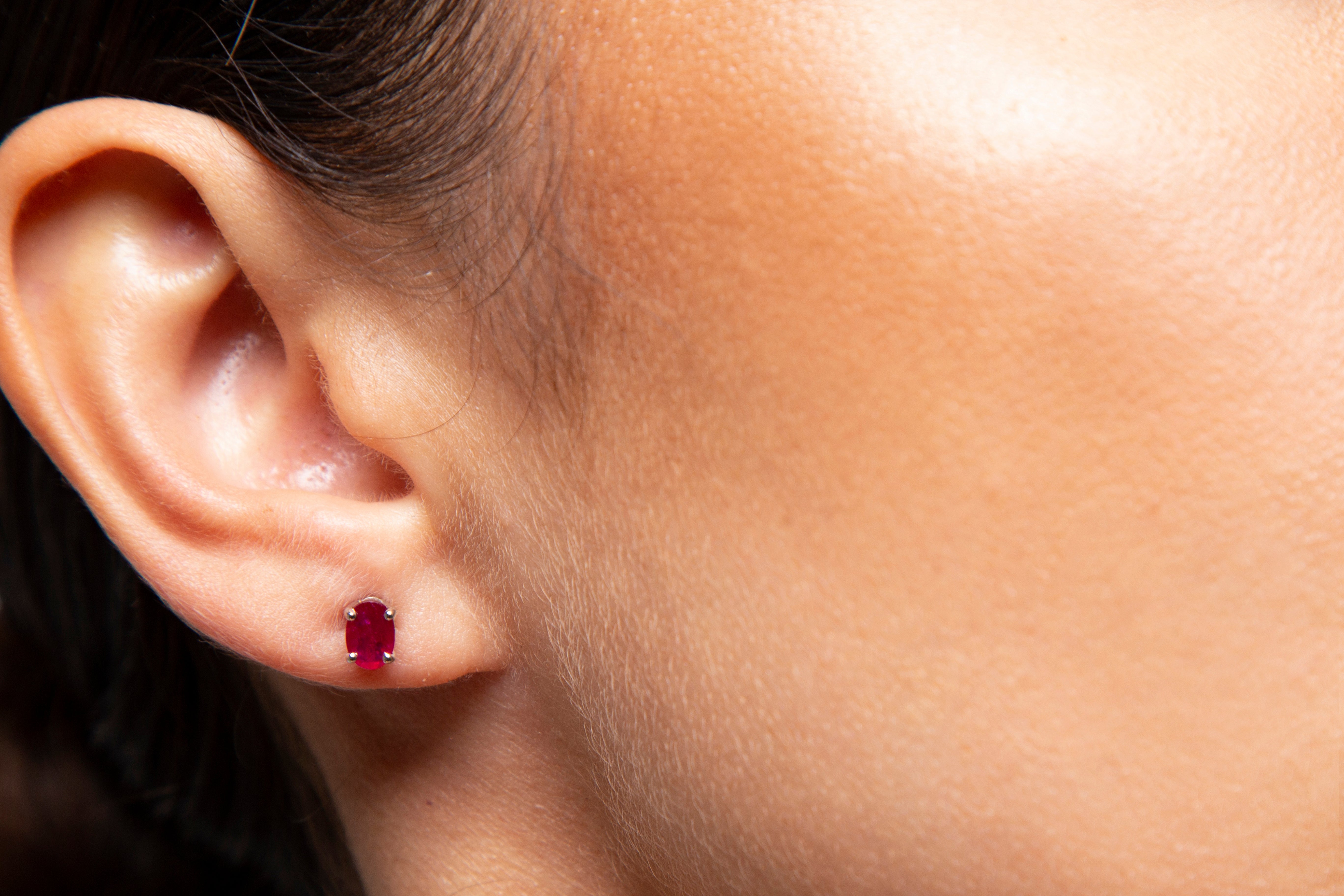 Aretes Studs Diamante Rubí Esmeralda Zafiro Oro Blanco 14K  ct.