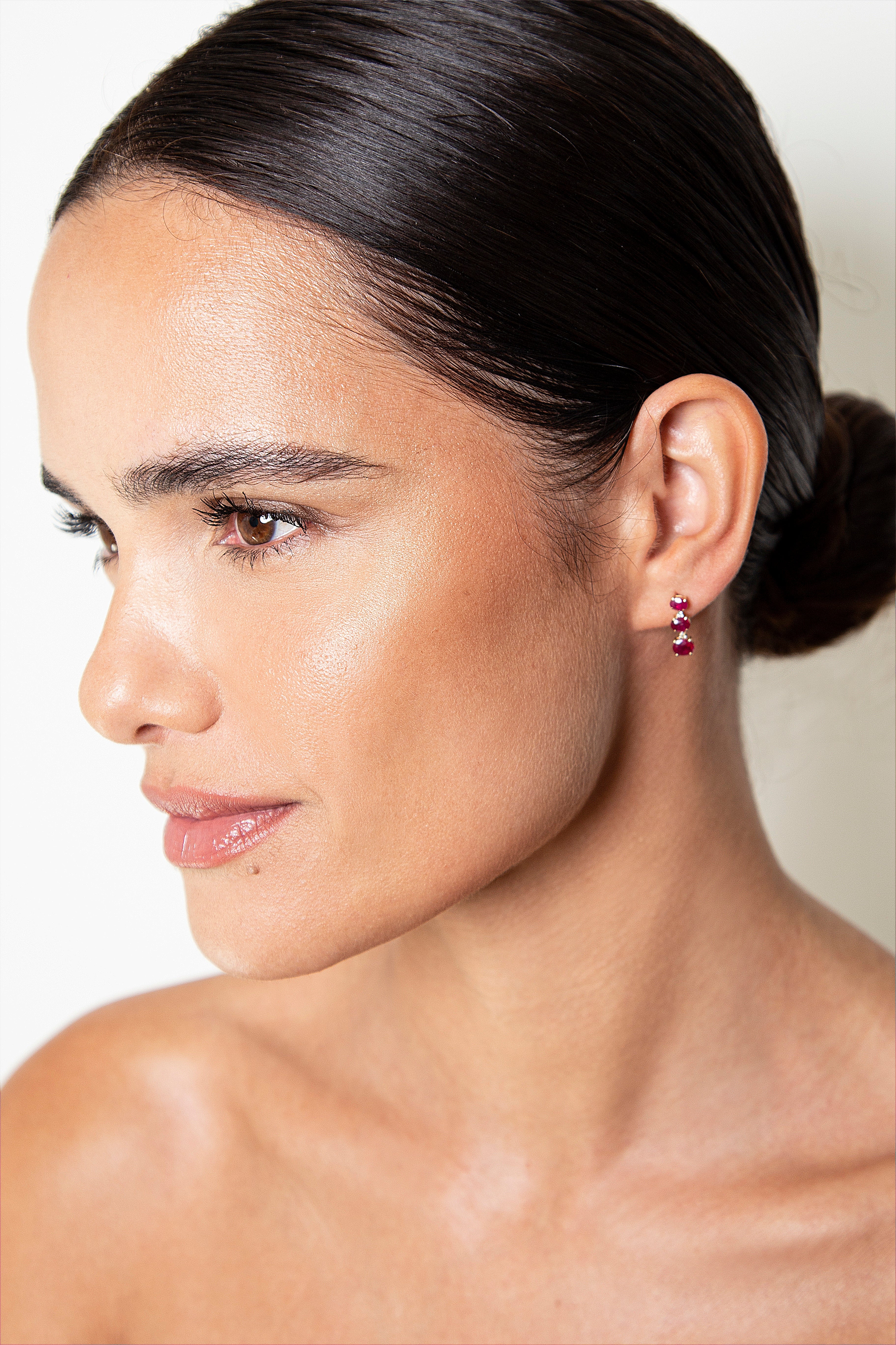 Aretes Diamante Rubí Oro Amarillo 14K 2.13 ct.