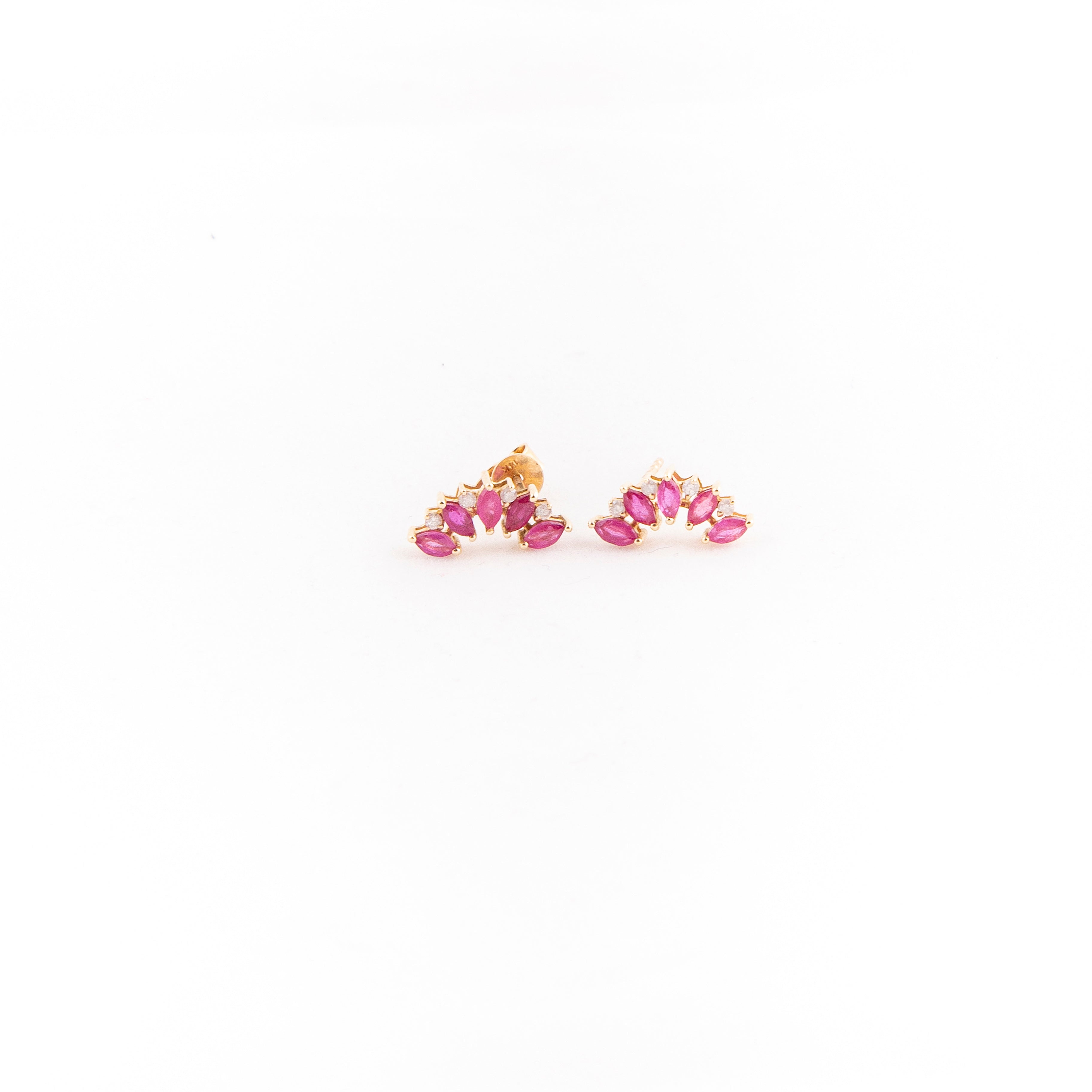 Aretes Climbers Diamante Rubí Oro Amarillo 14K 1.32 ct.