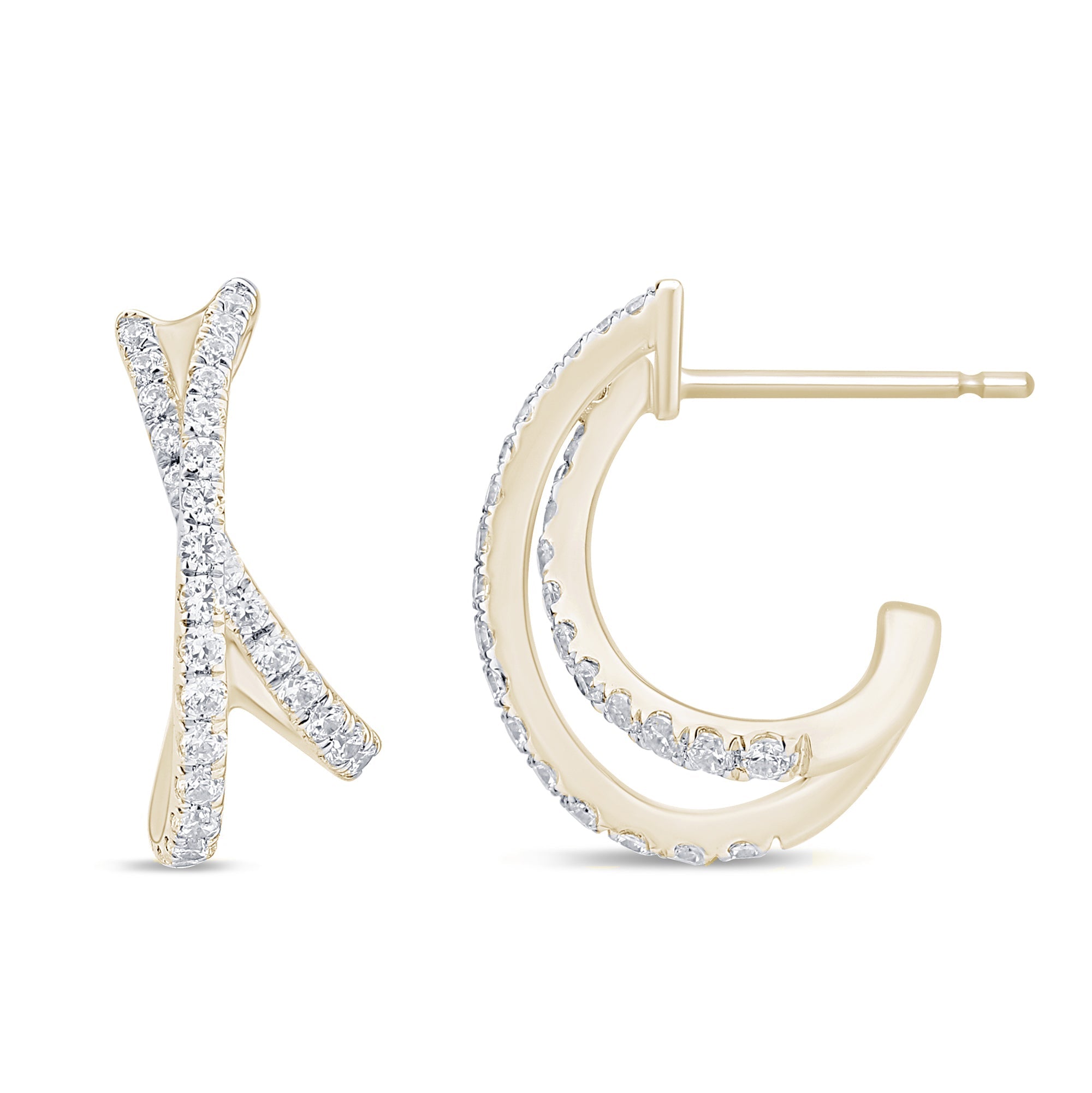 Aretes Hoop De Diamante En Oro Amarillo De 14K .41Ct